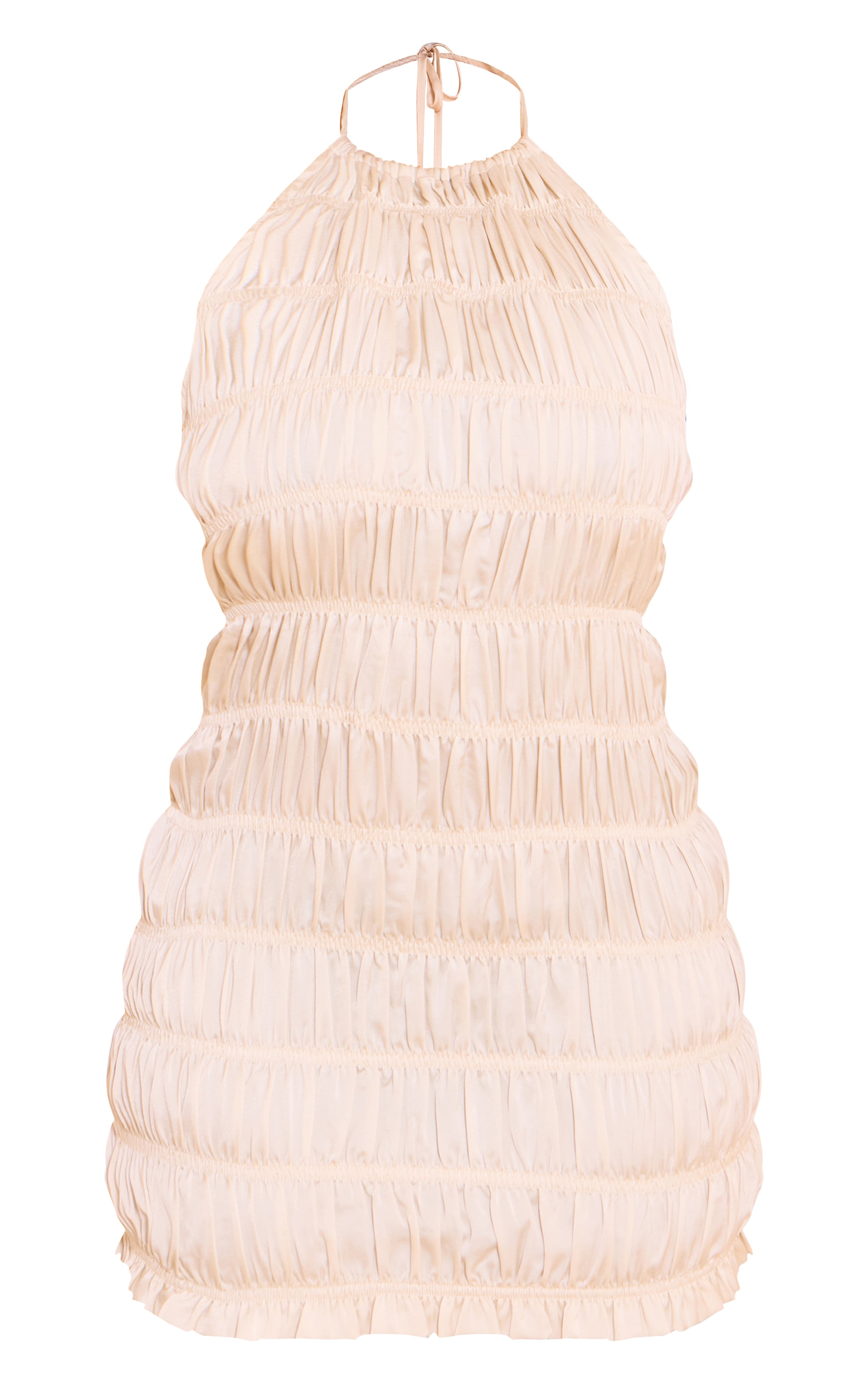 Shape Butter Cream Satin High Neck Ruched Mini Dress image 5