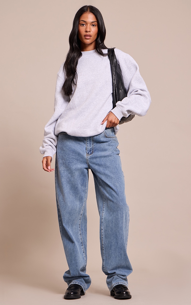 Tall Ash Grey Oversized Crew Sweatshirt image 3