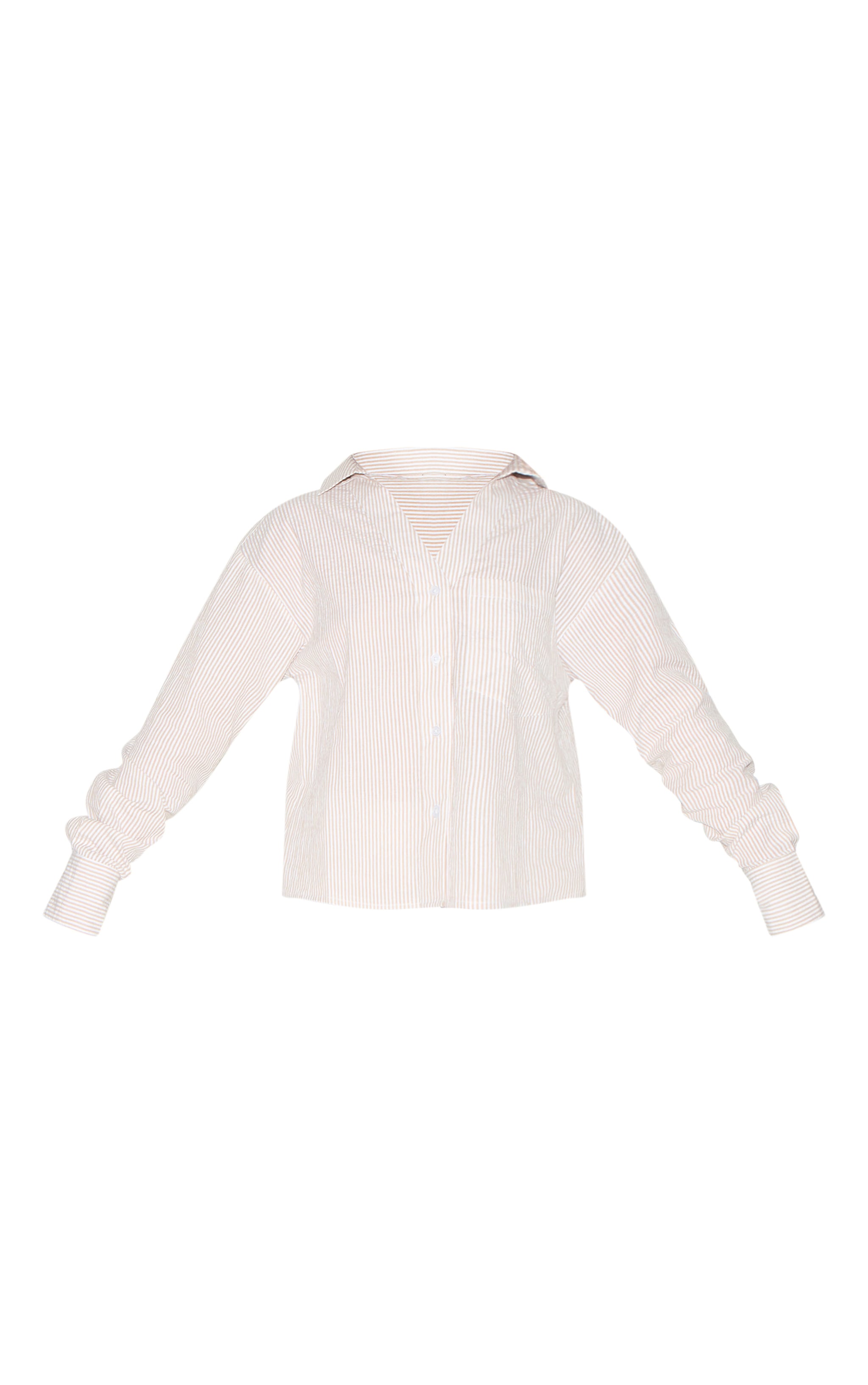 Tall Cream Pinstripe Open Back Button Detail Shirt image 5