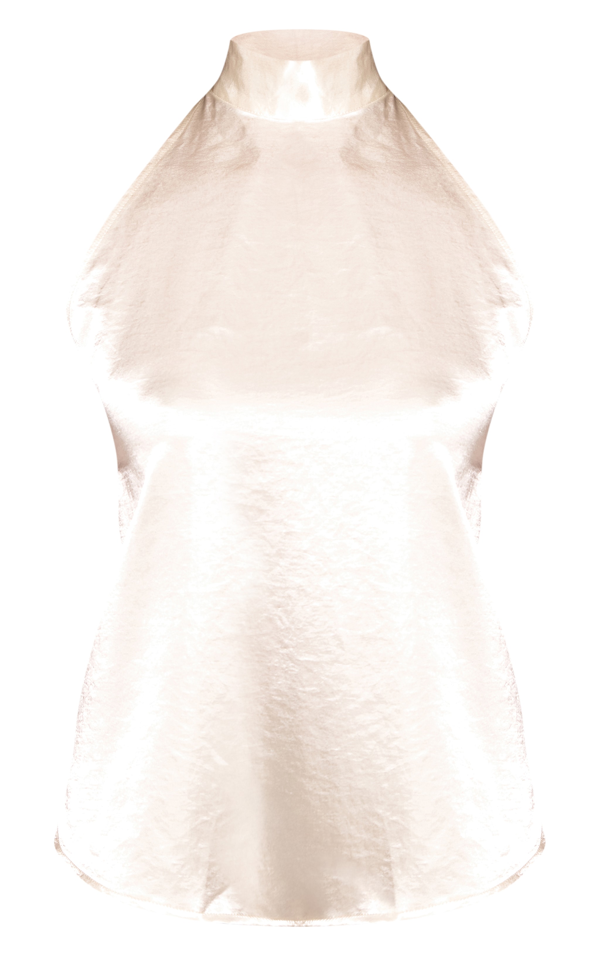 Cream Satin Halterneck Back Detail Top image 5