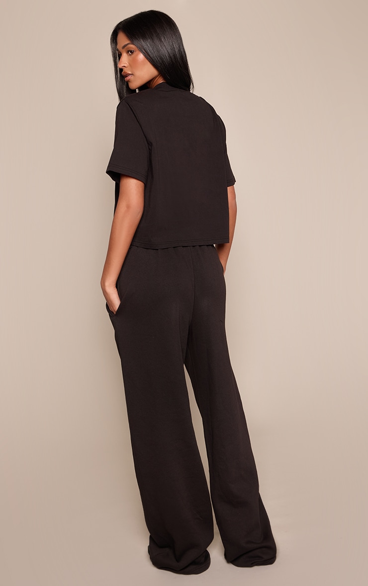 Tall Black Drawstring Wide Leg Sweatpants image 3