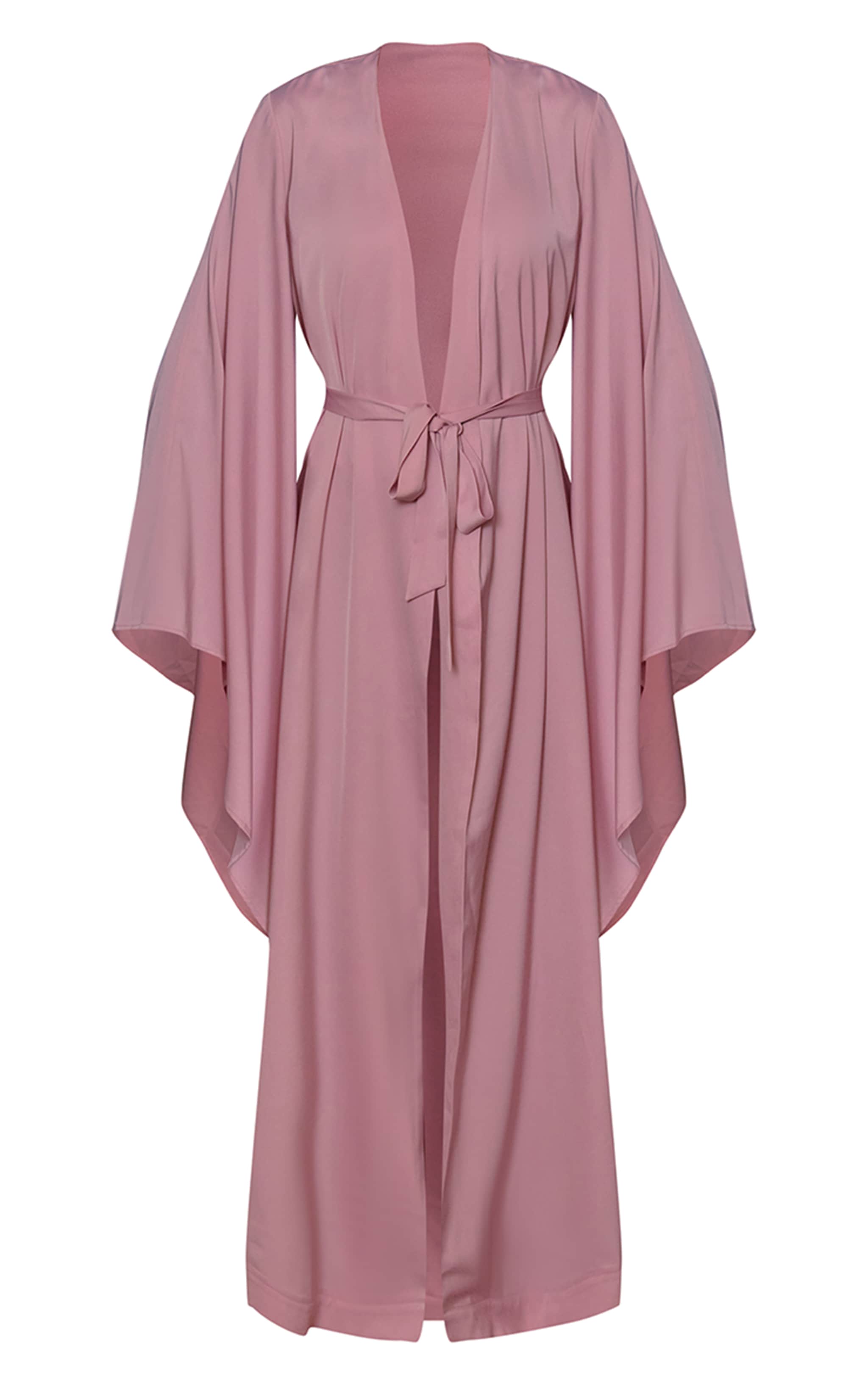 Pink Premium Satin Flare Sleeve Maxi Robe image 7