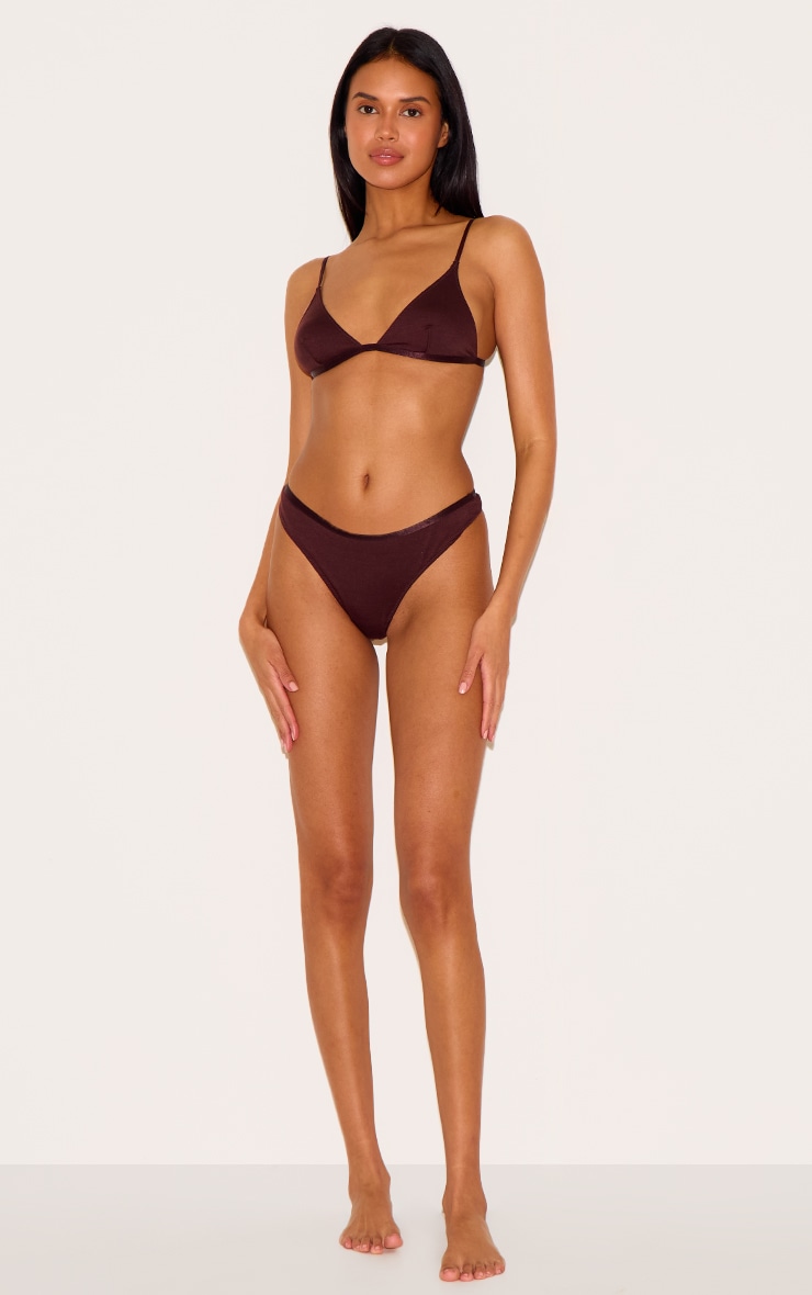 Chocolate Jersey Triangle Basic Lingerie Set image 3