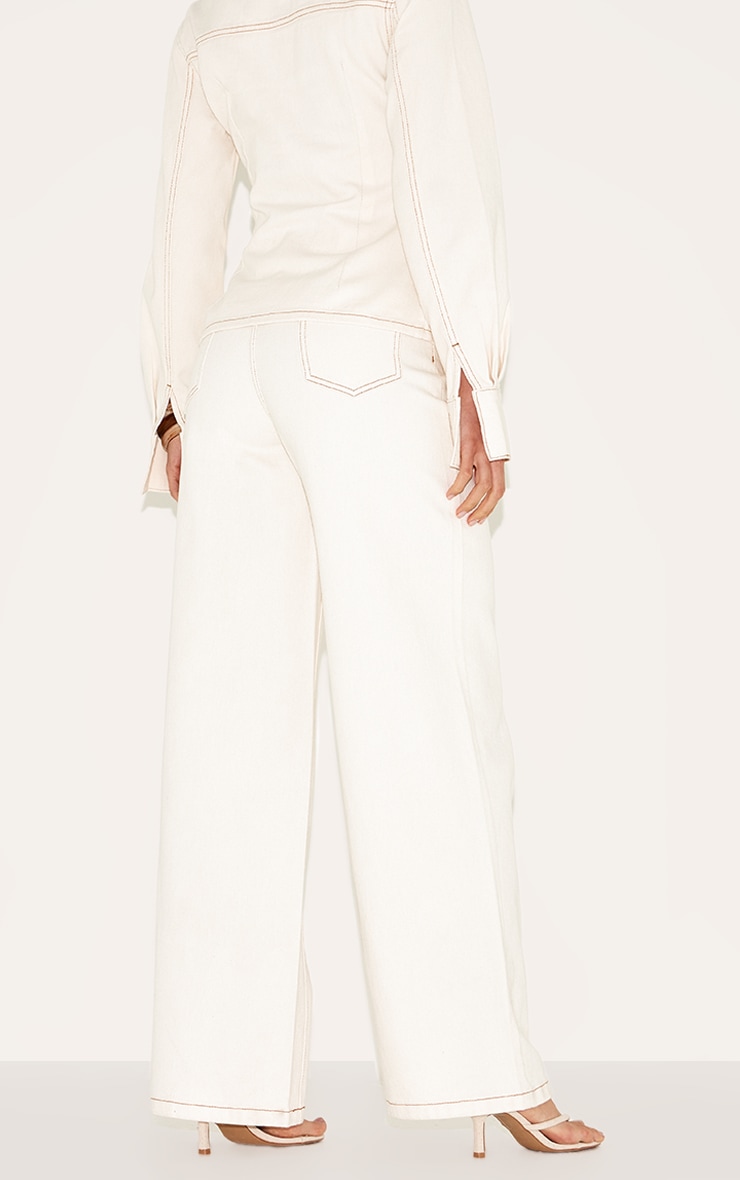 Tall Ecru High Waist Wide Leg Jeans image 3