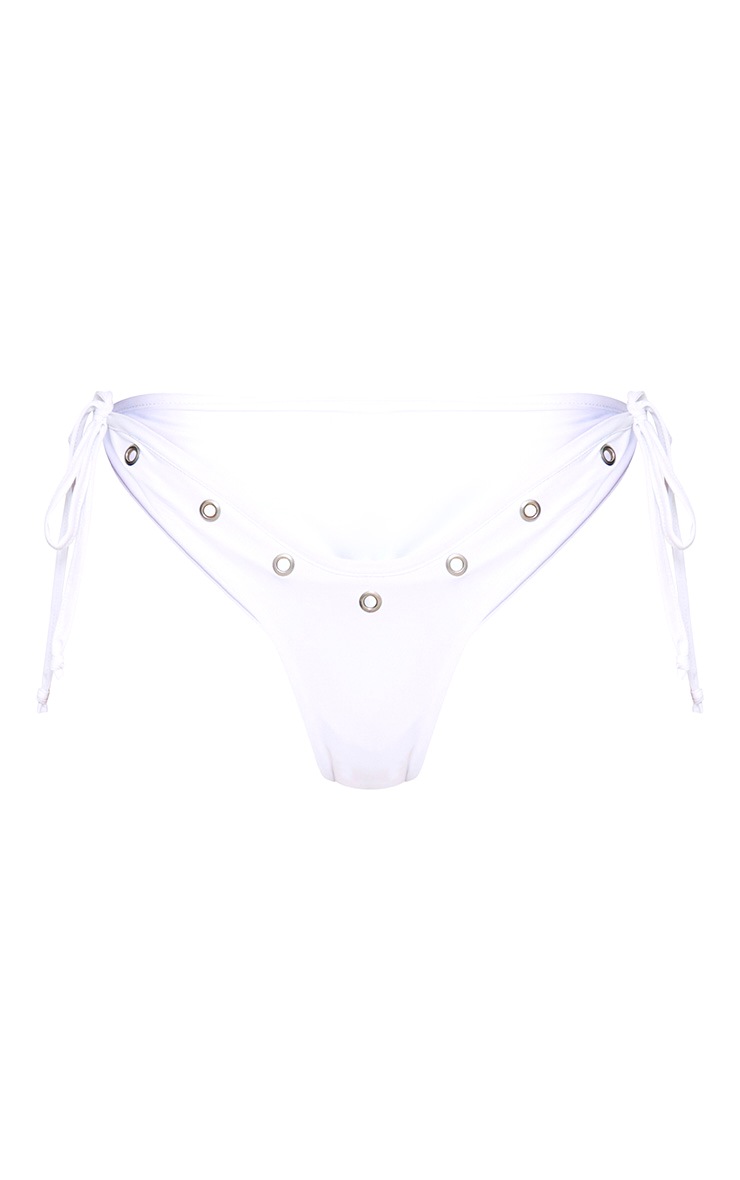 White ORing Detail Bandeau Bikini Set. Swimwear PrettyLittleThing