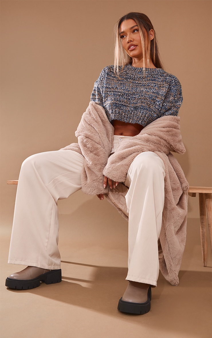 Blue Marl Chunky Knit Oversized Jumper image 3