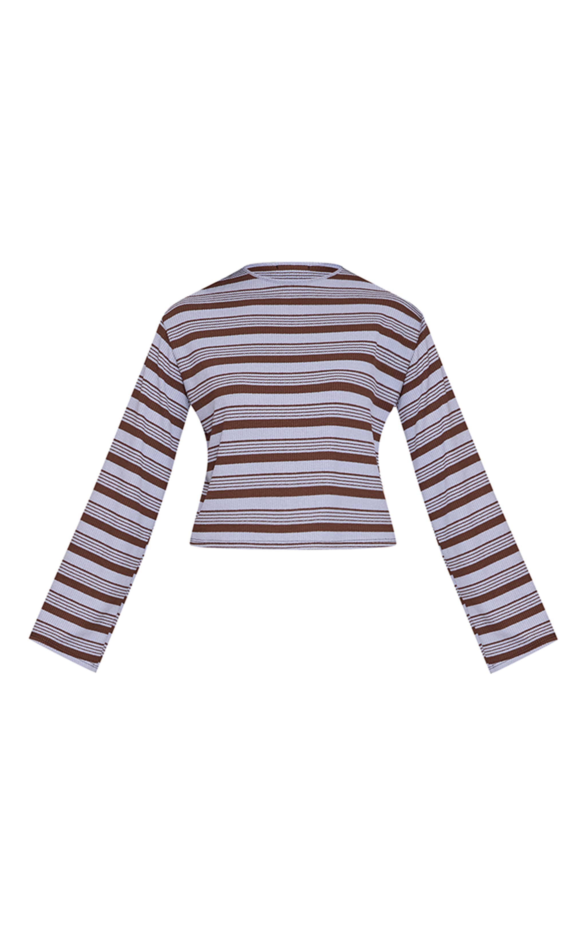 Blue Textured Stripe Detail Long Sleeve Top  image 5