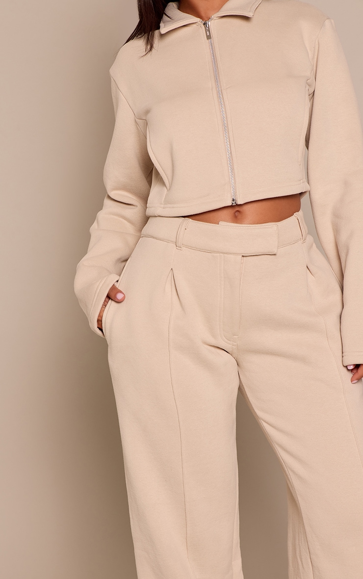 Petite Stone Tailored Seam Detail Wide Leg Sweatpants image 4