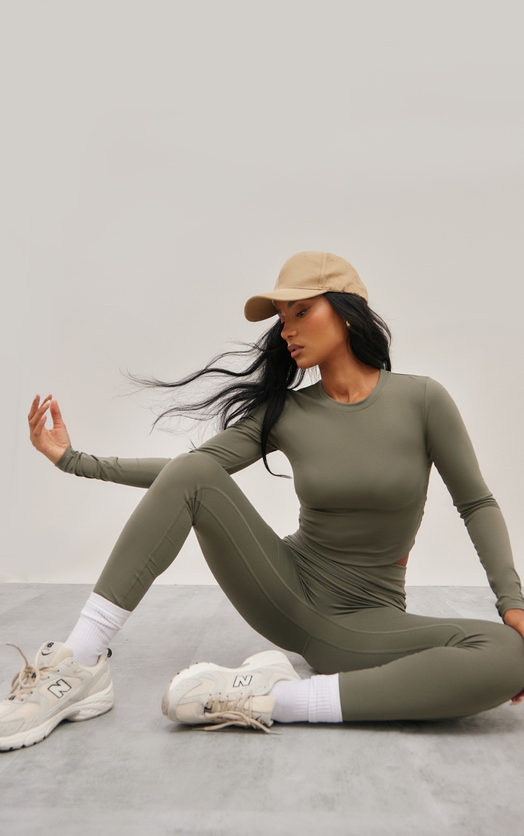 Olive Sculpt Long Sleeve Gym Top image 3