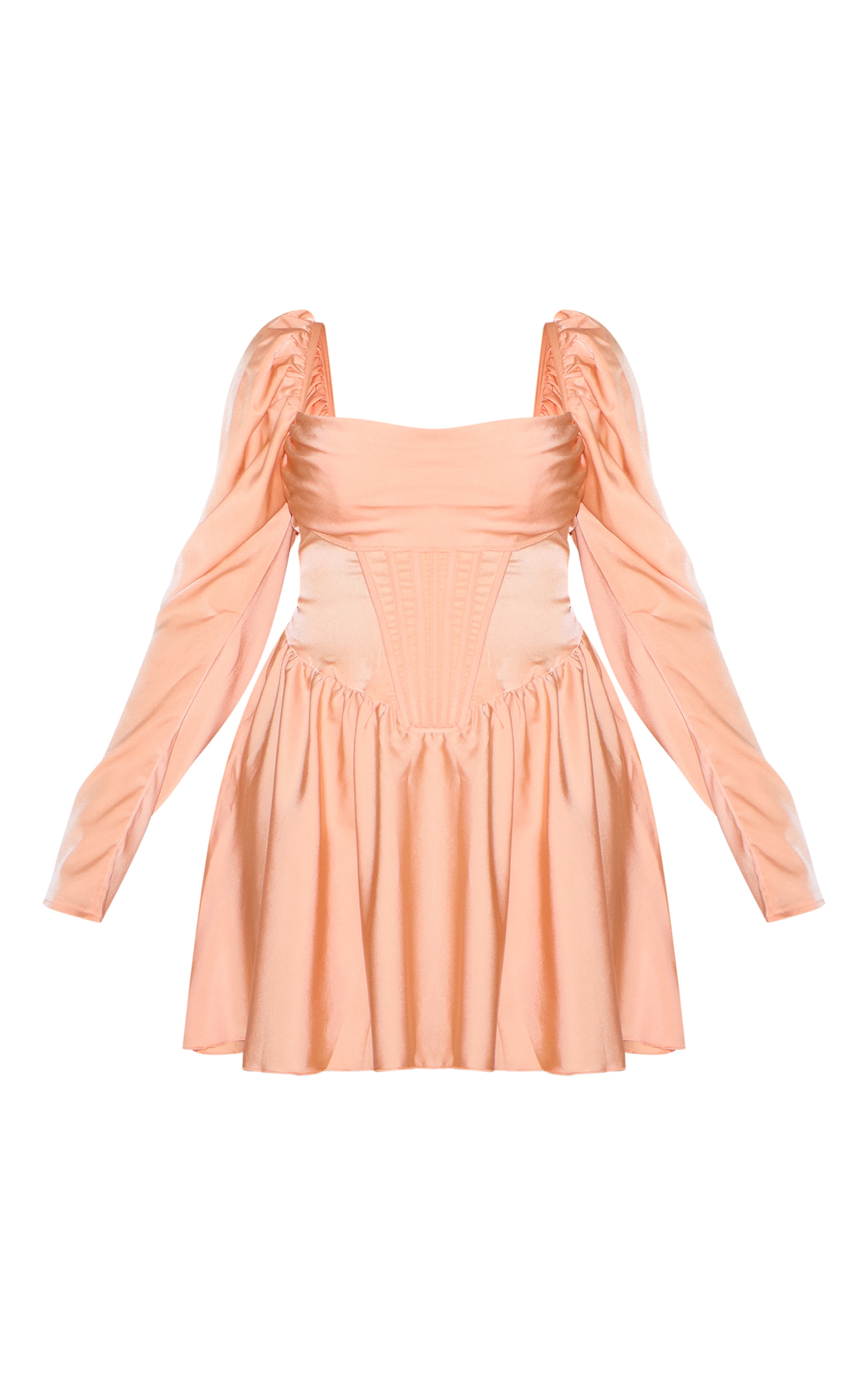 Plus Blush Satin Corset Detail Puffball Shift Dress image 5
