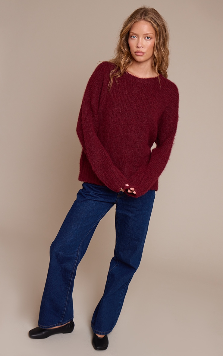 Pull oversize côtelé bordeaux image 3
