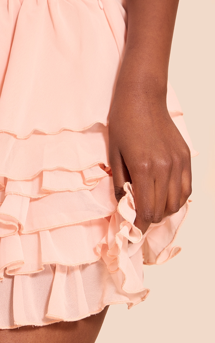 Pink Ruffle Chiffon Tiered Mini Skirt image 5