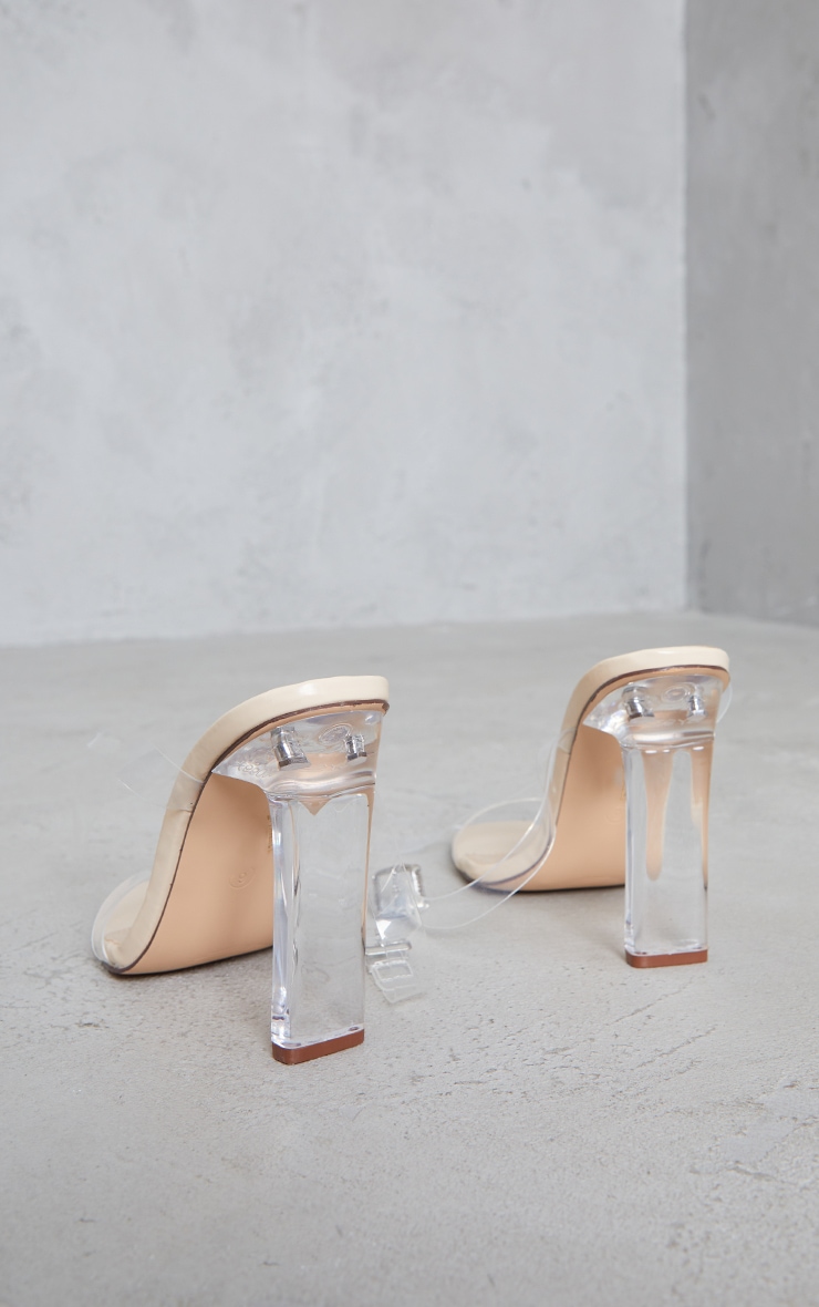 Nude Flat Heel Clear Strap Sandals image 4