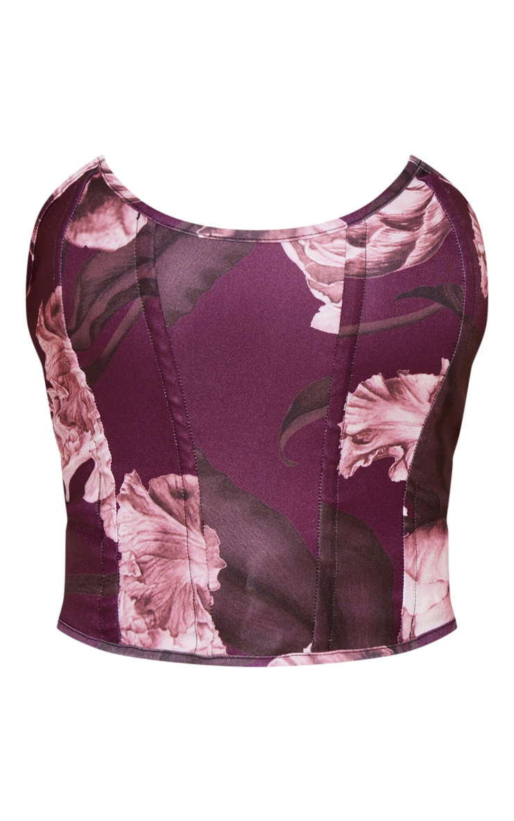 Plum Printed Woven Corset image 5