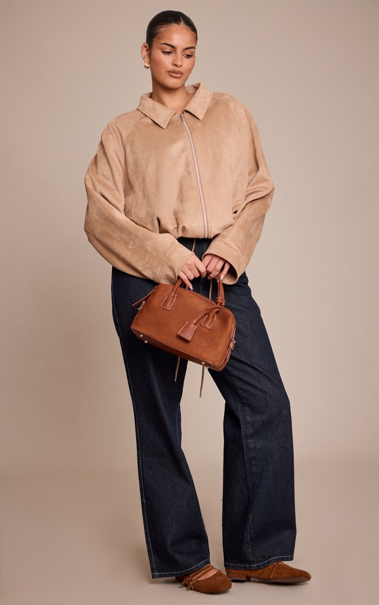 Plus Sand Lightweight Faux Suede Ruched Hem Through Jacket  image 3