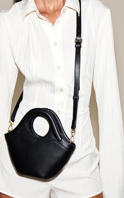 Black Crescent Cross Body Hand Bag