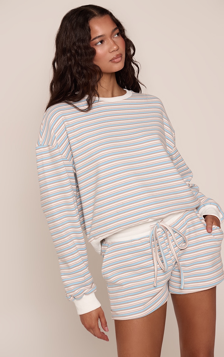 Light Blue Striped Super Soft Runner Shorts image 4