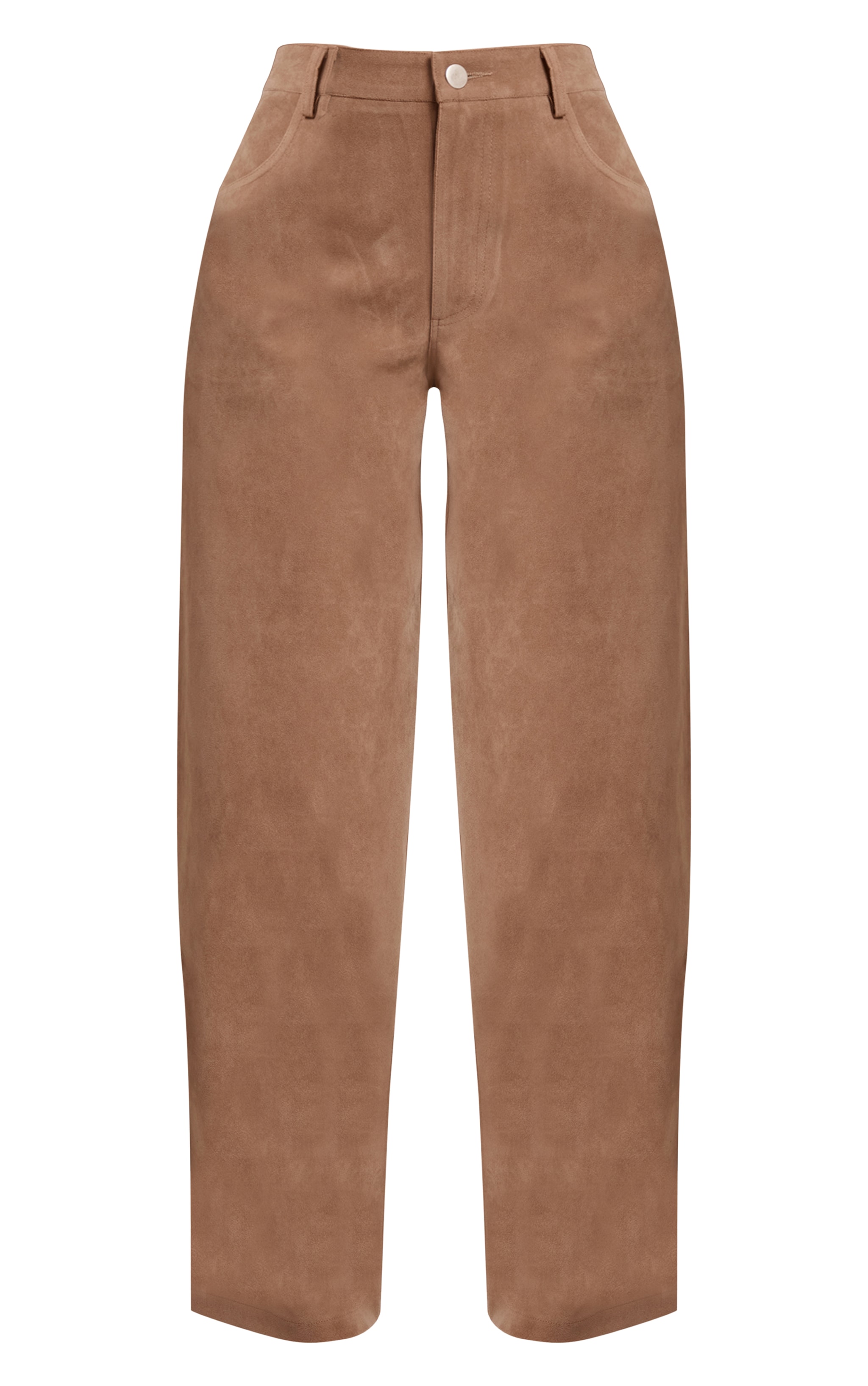 Petite Beige Suede Barrel Pants image 5