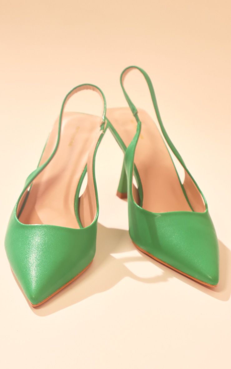 green slingback heels