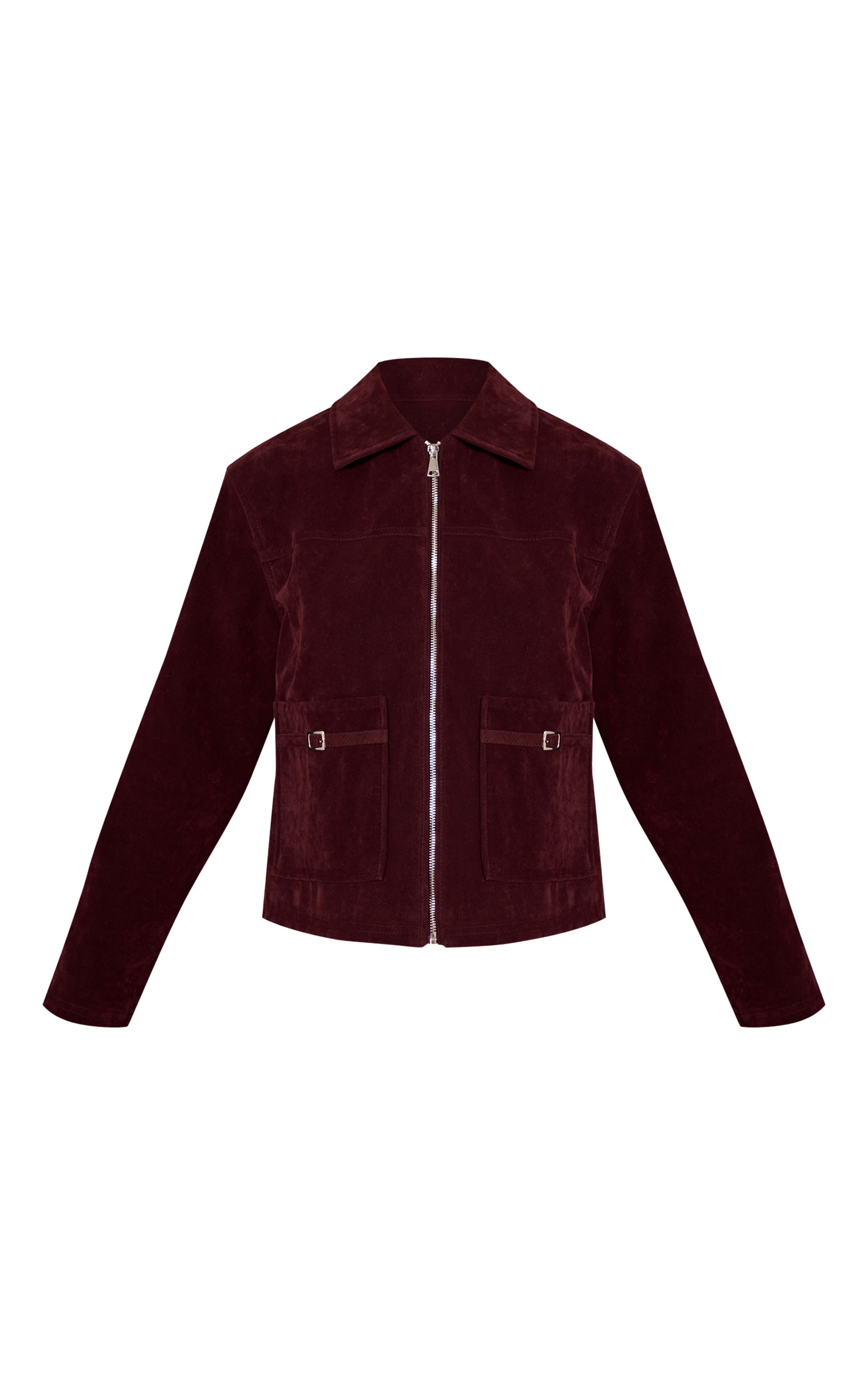 Veste en suédine bordeaux à empiècements sur les poches image 5