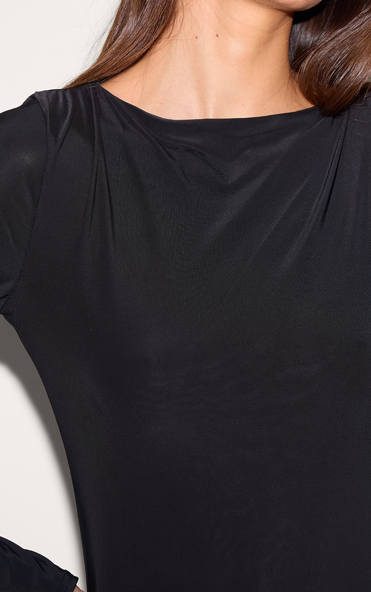 Black Slinky Long Sleeve Mini Dress image 4