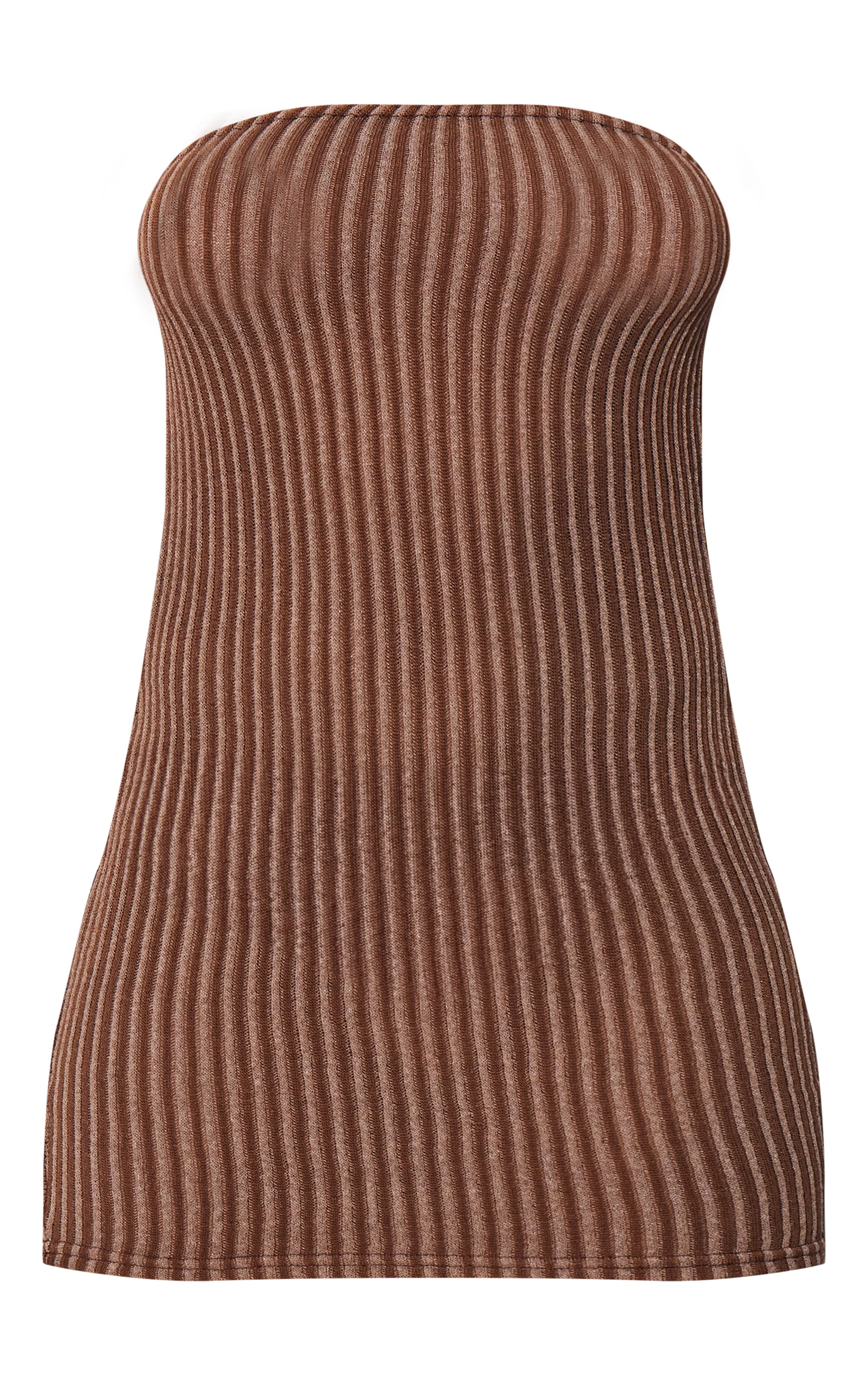 Mini-robe bustier côtelée contrastante marron image 5