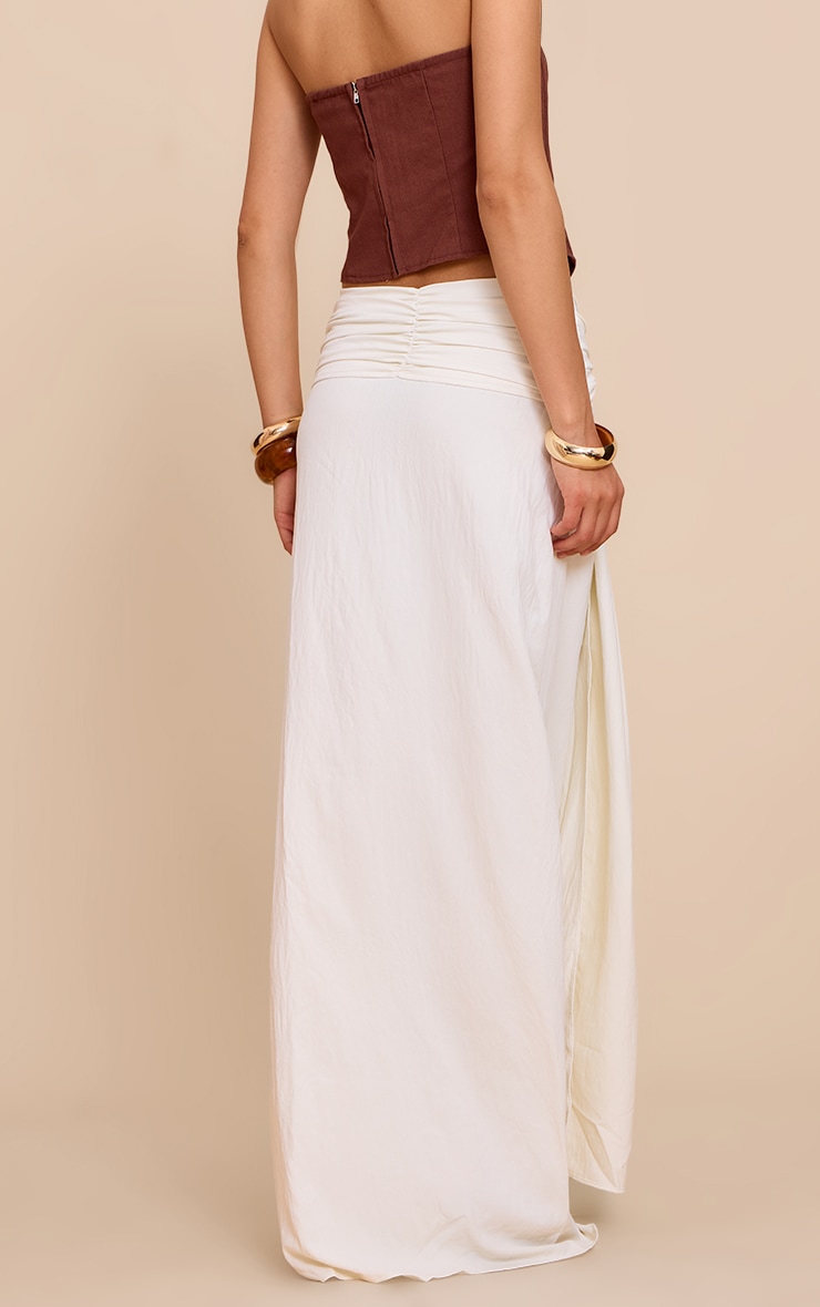 Cream Floaty Woven Knot Front Maxi Skirt image 3