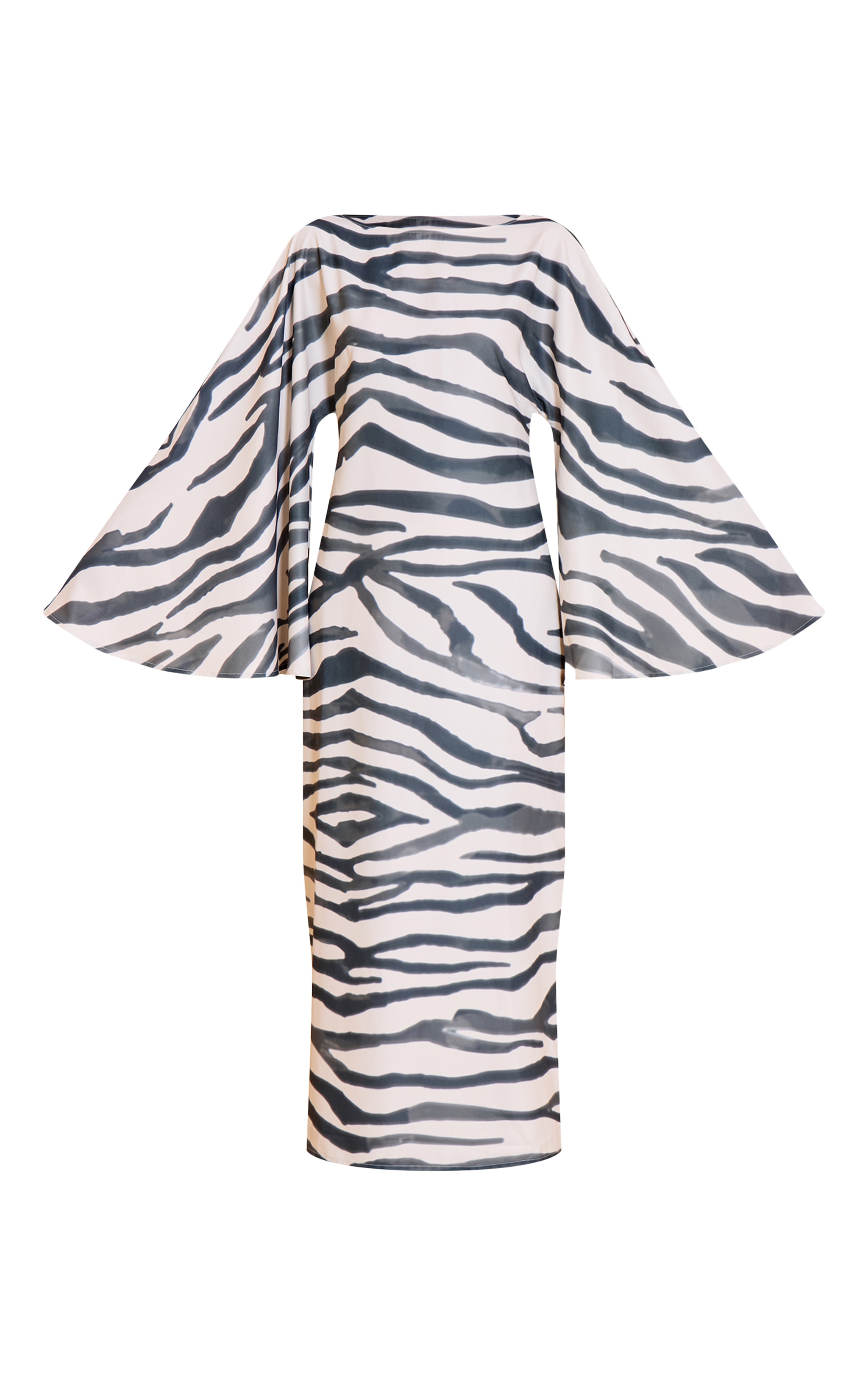 Zebra Print Floaty Woven Flared Sleeve Maxi Dress image 5