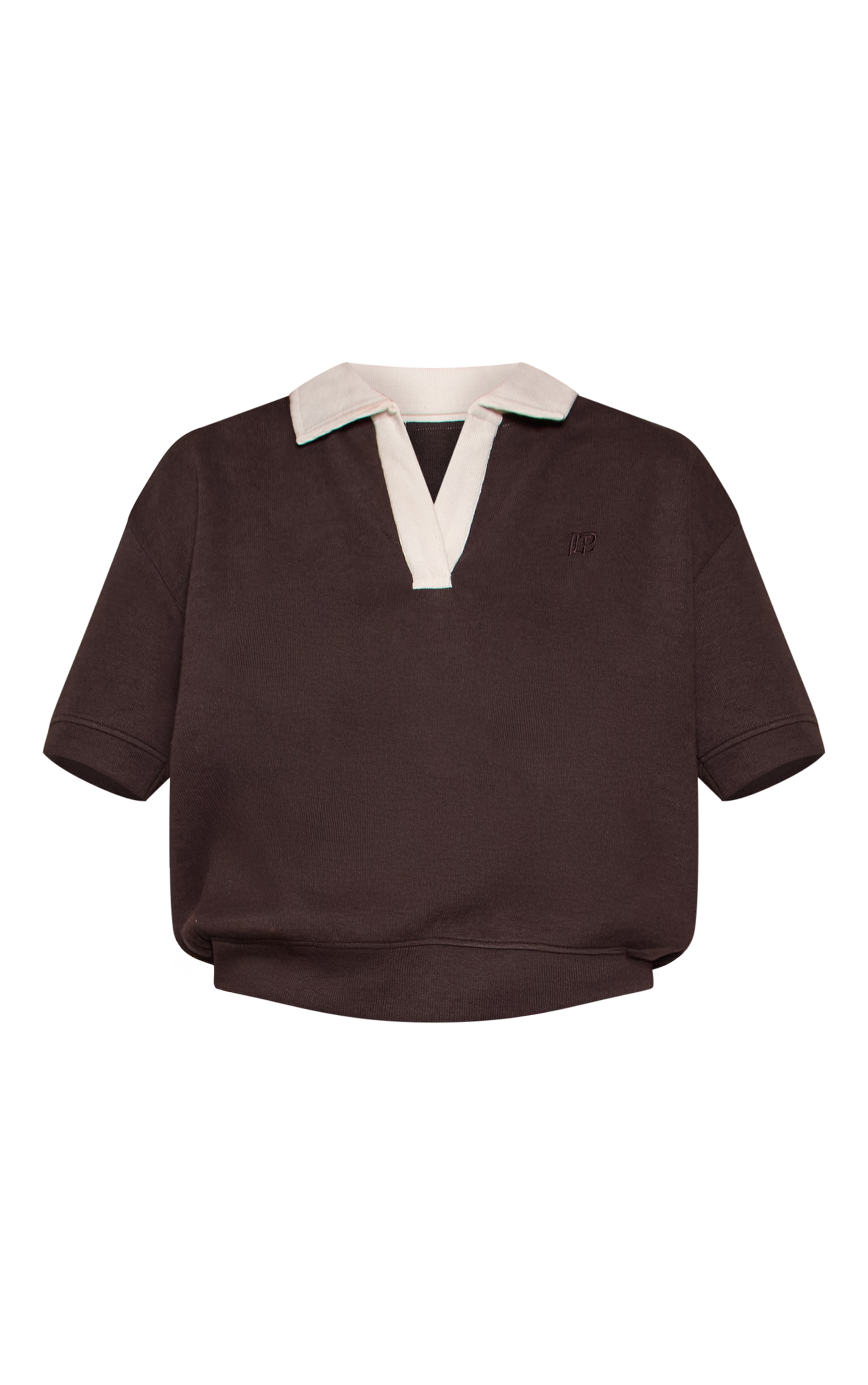 Brown Collared Polo Emblem Top  image 5