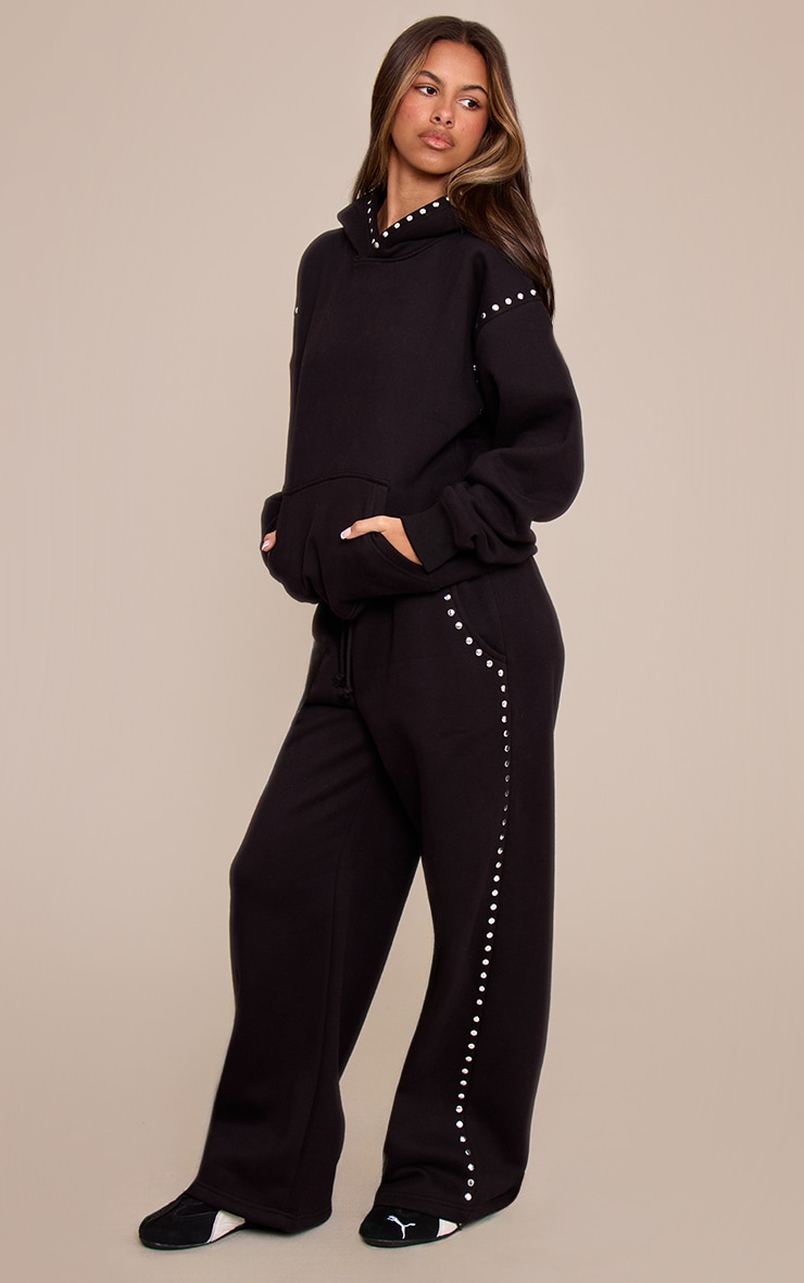 Petite Black Stud Detail Joggers image 1