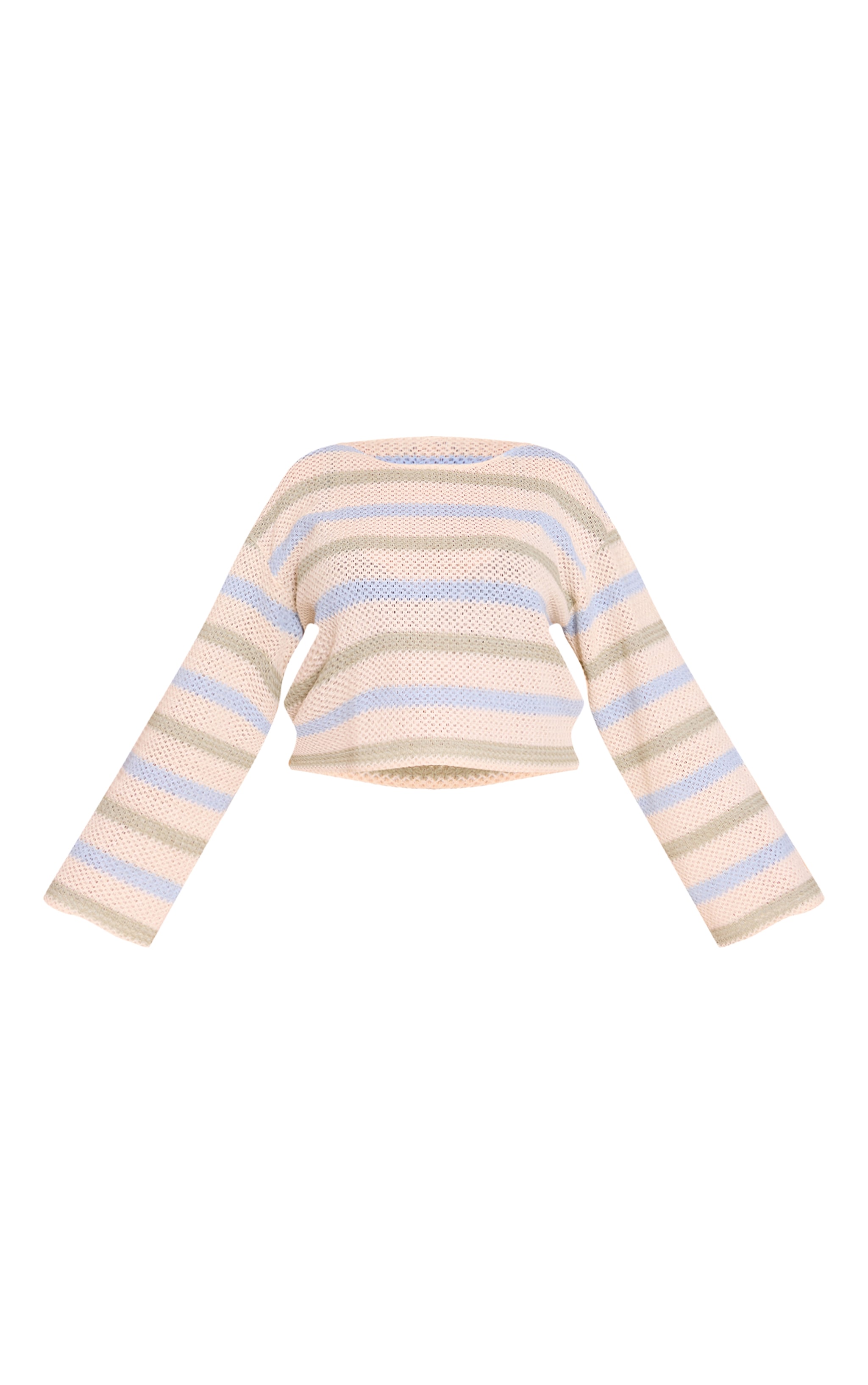 Plus Sage Striped Boatneck Long Sleeve Top image 5