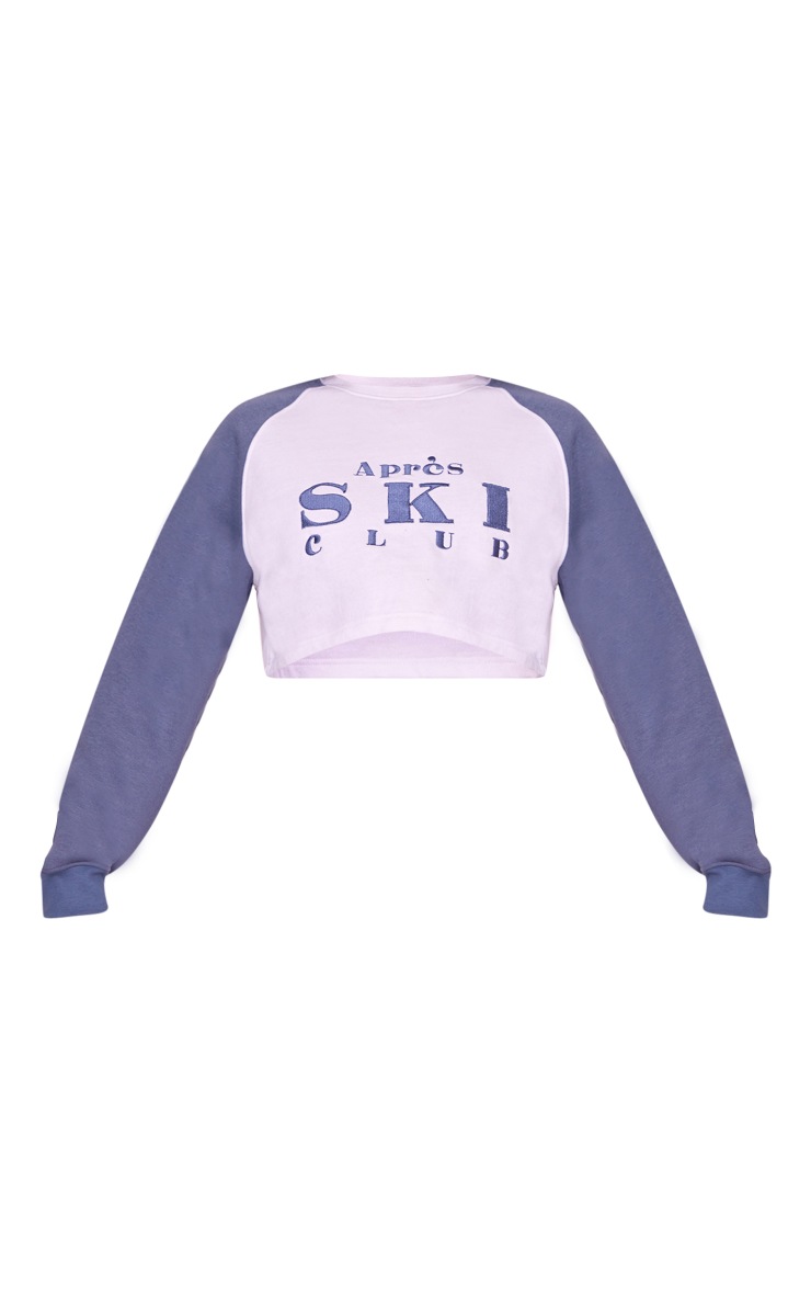 Blue Apres Ski Club Embroidered Cropped Sweat image 5