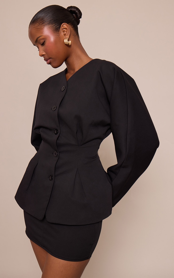 Black Woven Tailored Micro Mini Skirt image 4