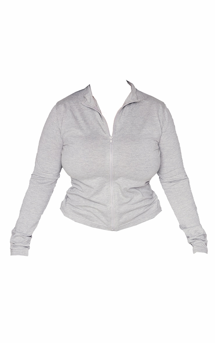 Plus Grey Marl Zip Up Longsleeve Top image 5