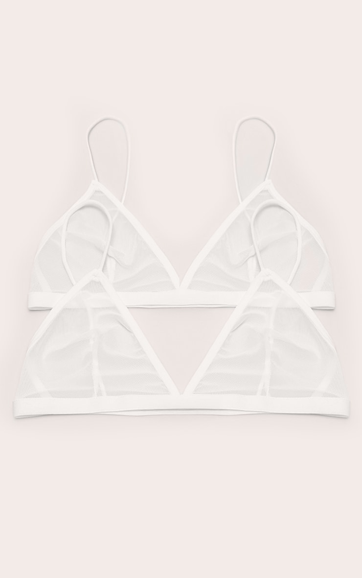 White Mesh Pack of 2 Basic Triangle Bra image 3