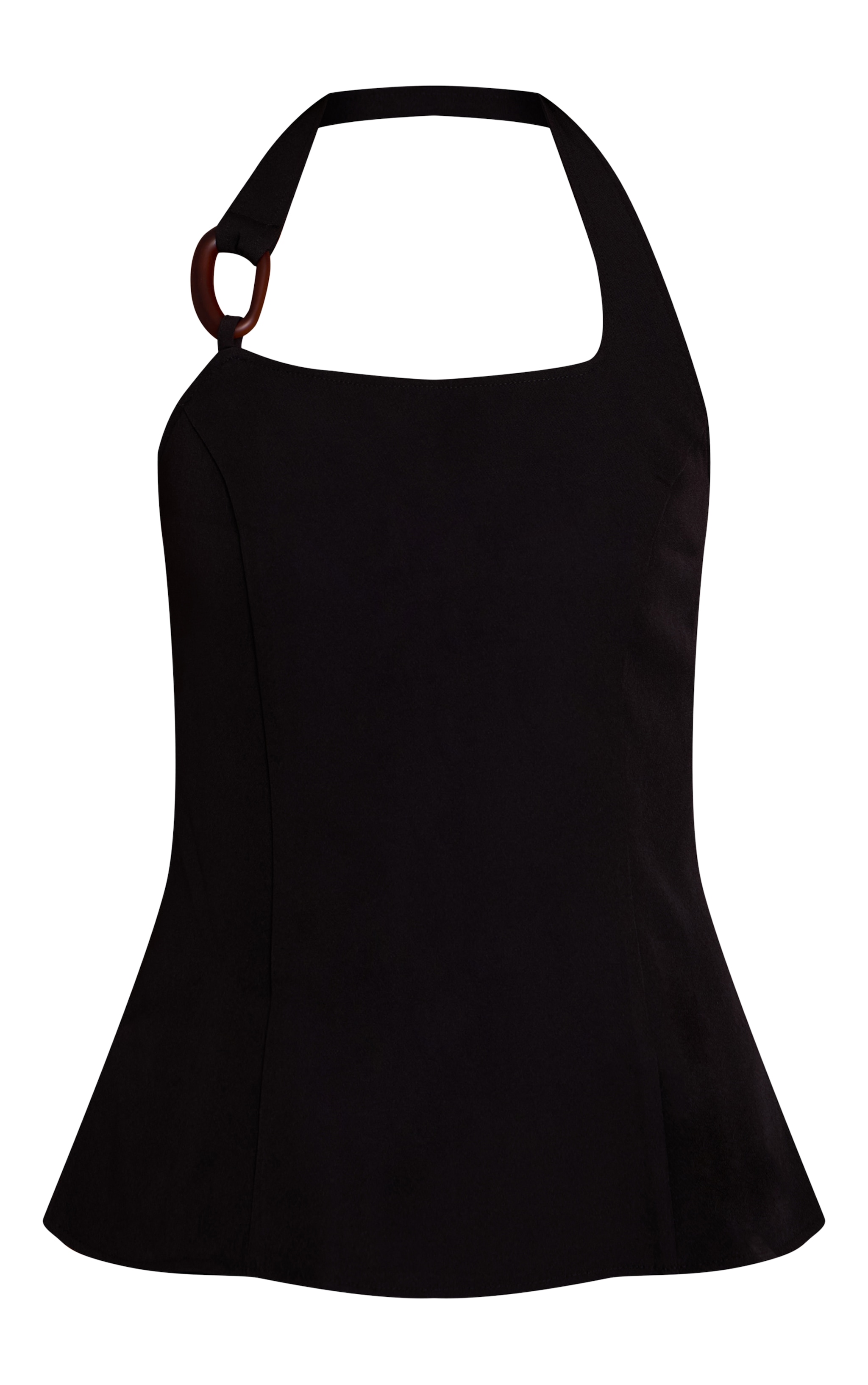 Black Woven Halterneck Trim Detail Top image 5