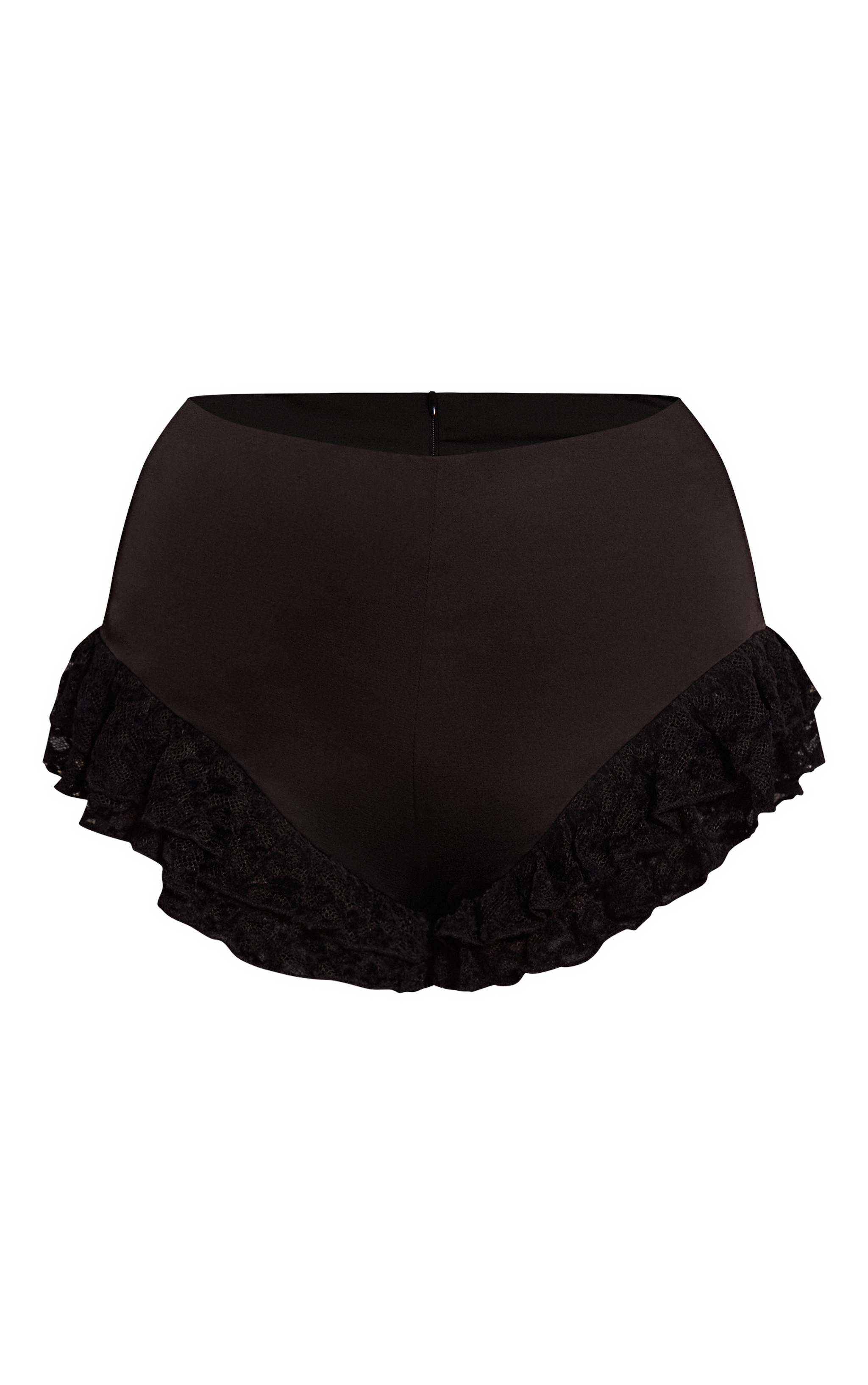 Black Satin Lace Ruffle Hot Pants  image 6