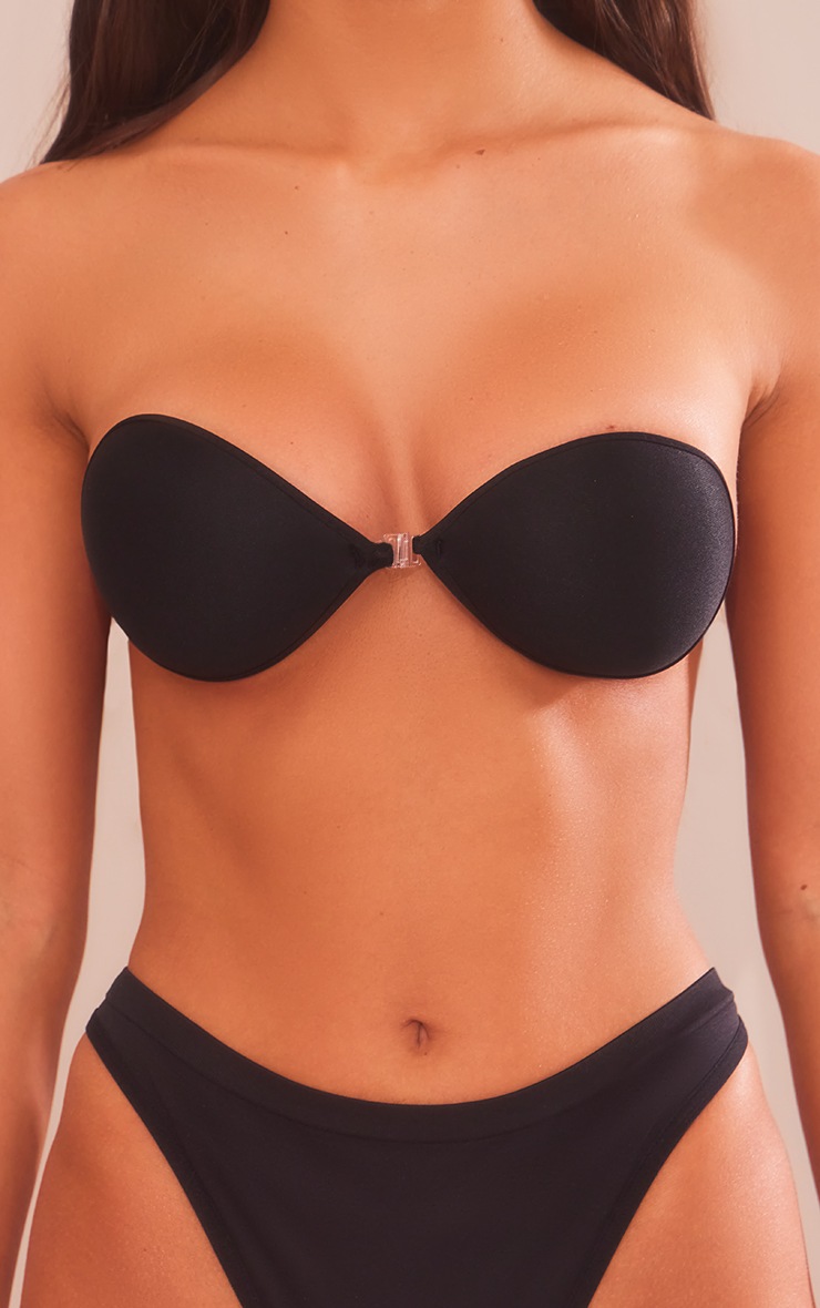 Black Fabric Adhesive Bra PrettyLittleThing CA
