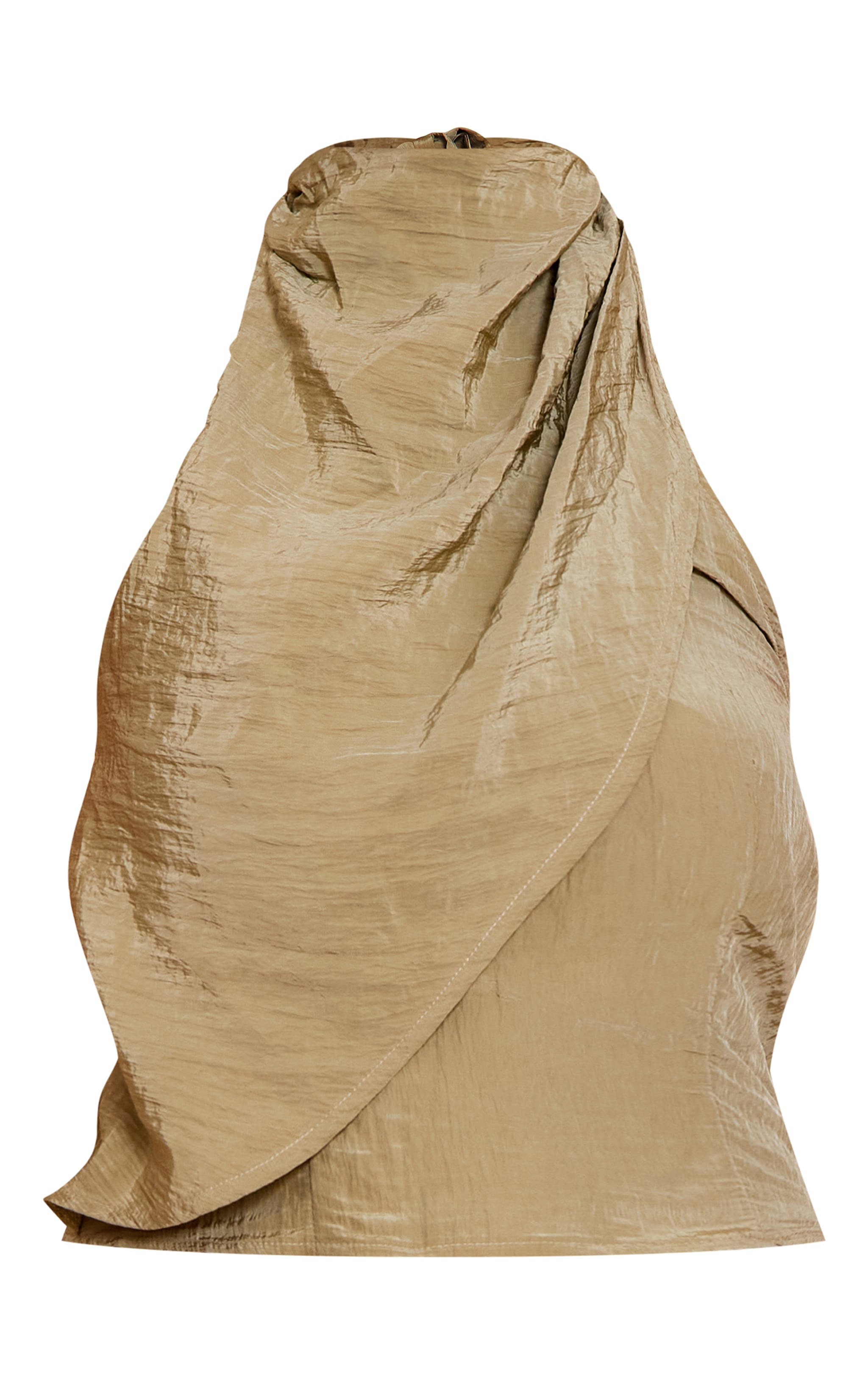 Sage Khaki Textured Woven Halterneck Top image 5