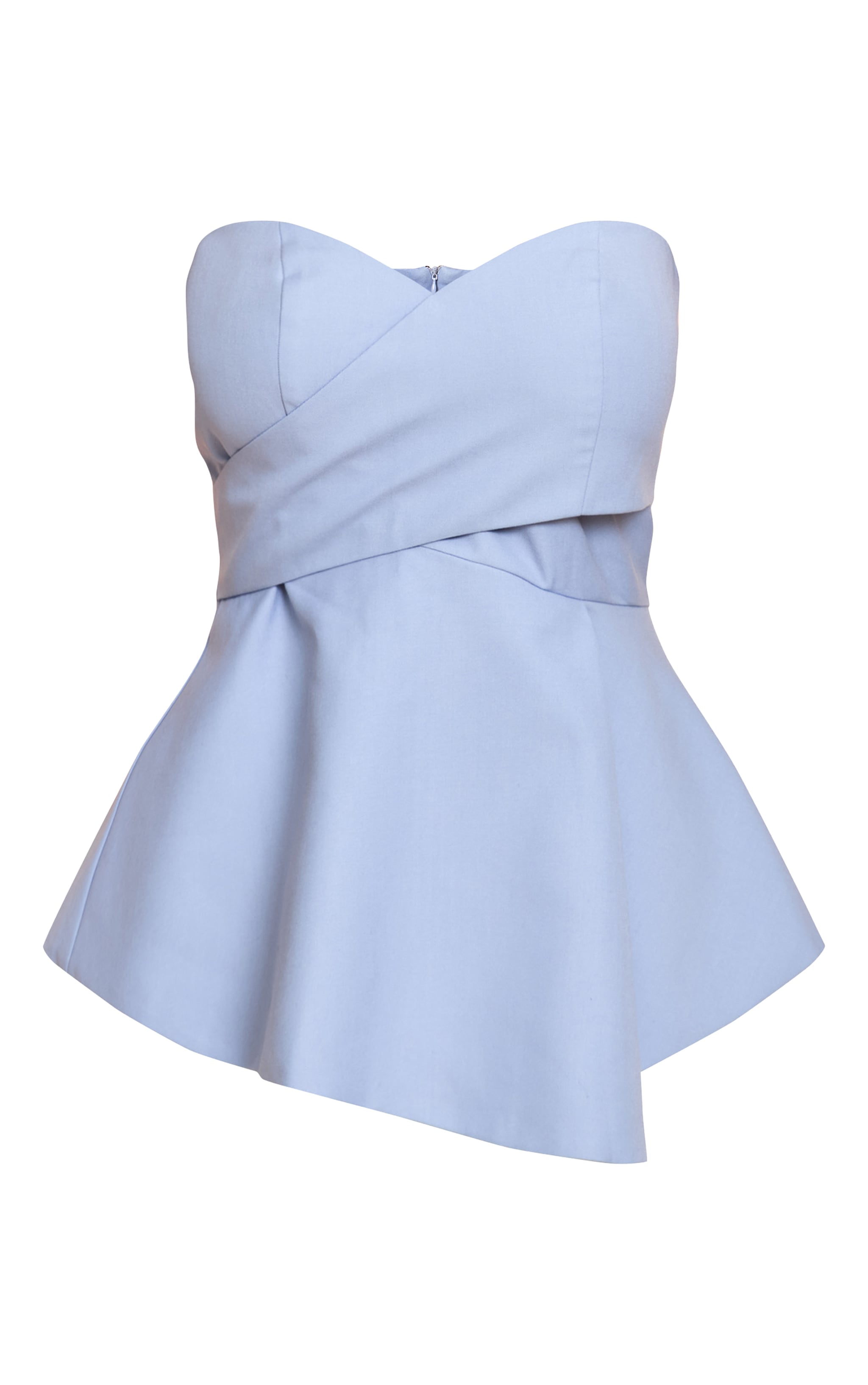 Shape Blue Woven Wrap Front Peplum Top image 5