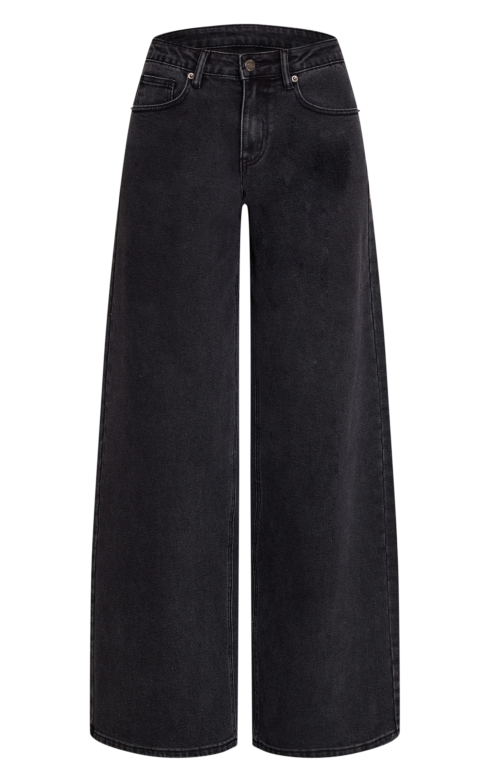 Tall Washed Black Mid Rise Stretch Wide Leg Jeans image 5