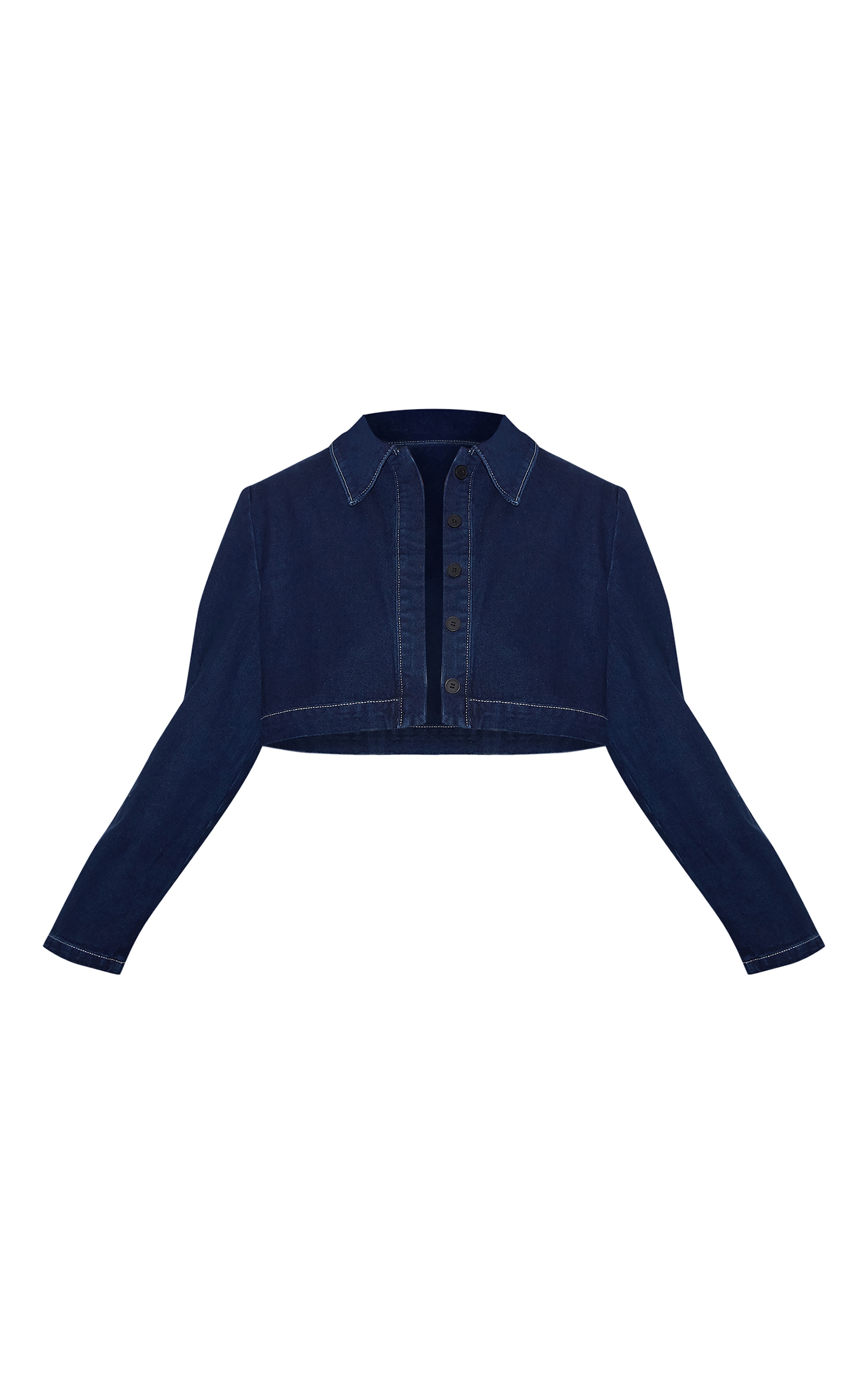 Plus Veste courte en jean indigo à coutures contrastantes image 5