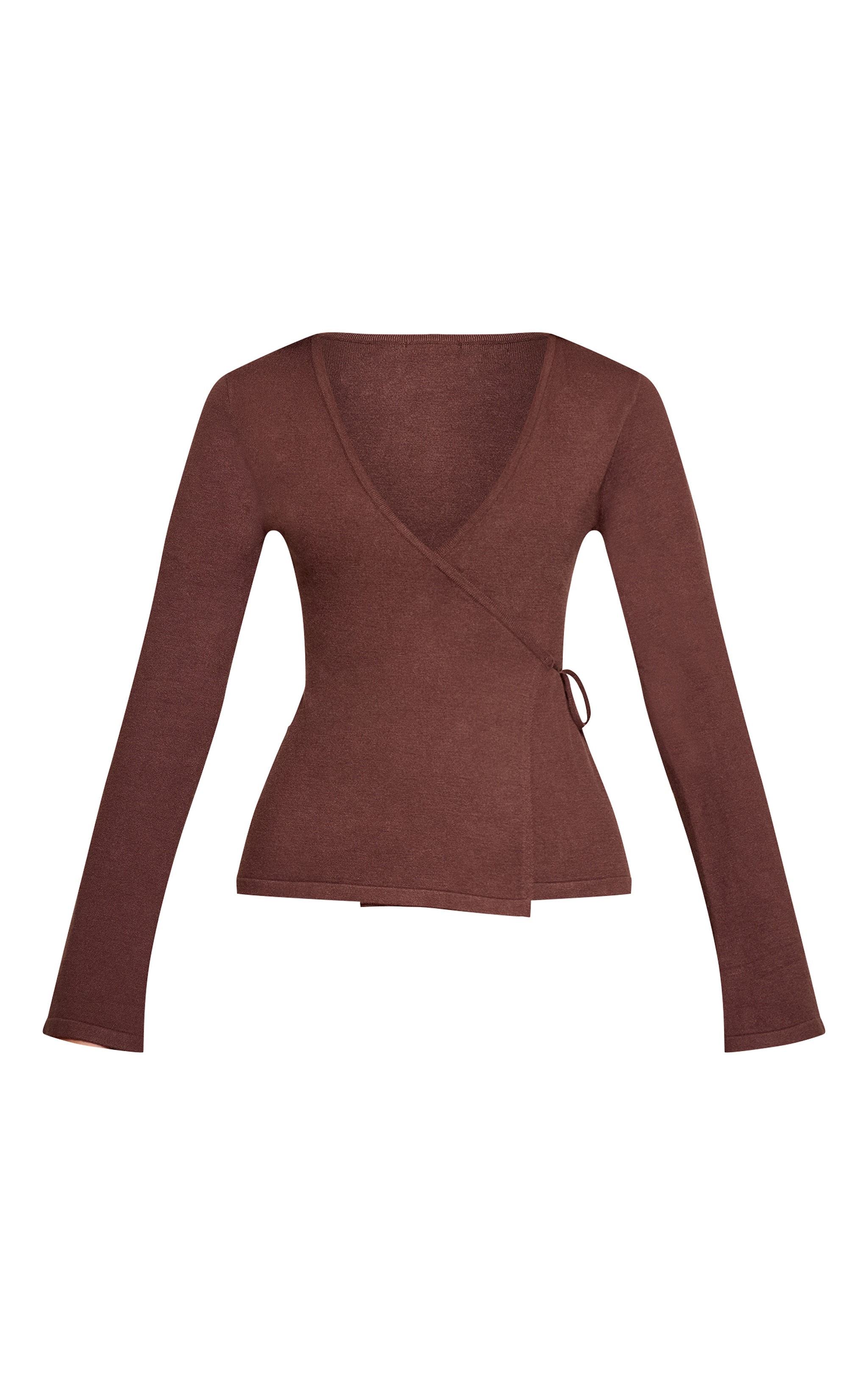 Chocolate Fine Knit Wrap Style Cardigan  image 5