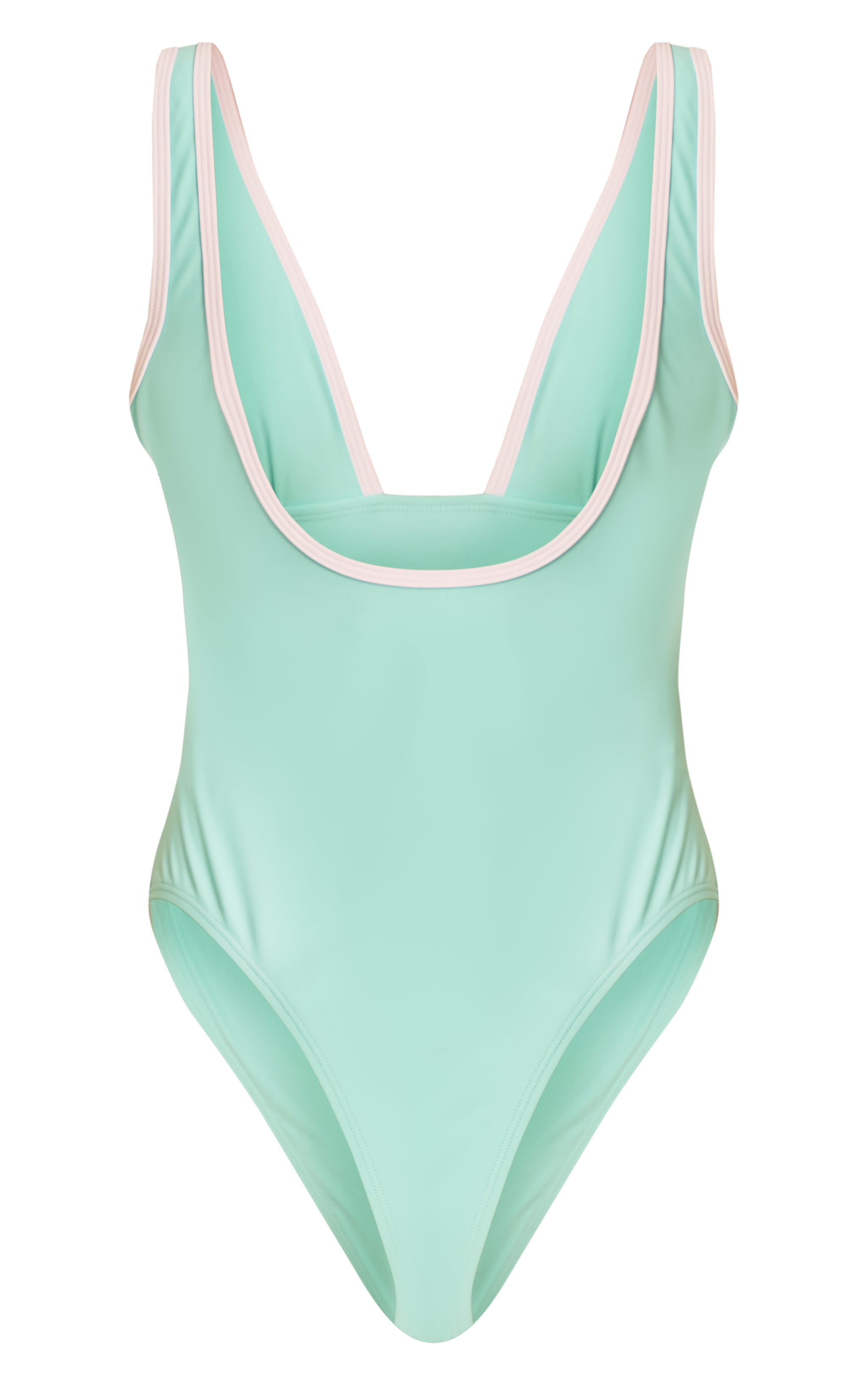 Maillot de bain bleu froncé à décolleté et lisérés contrastants image 6