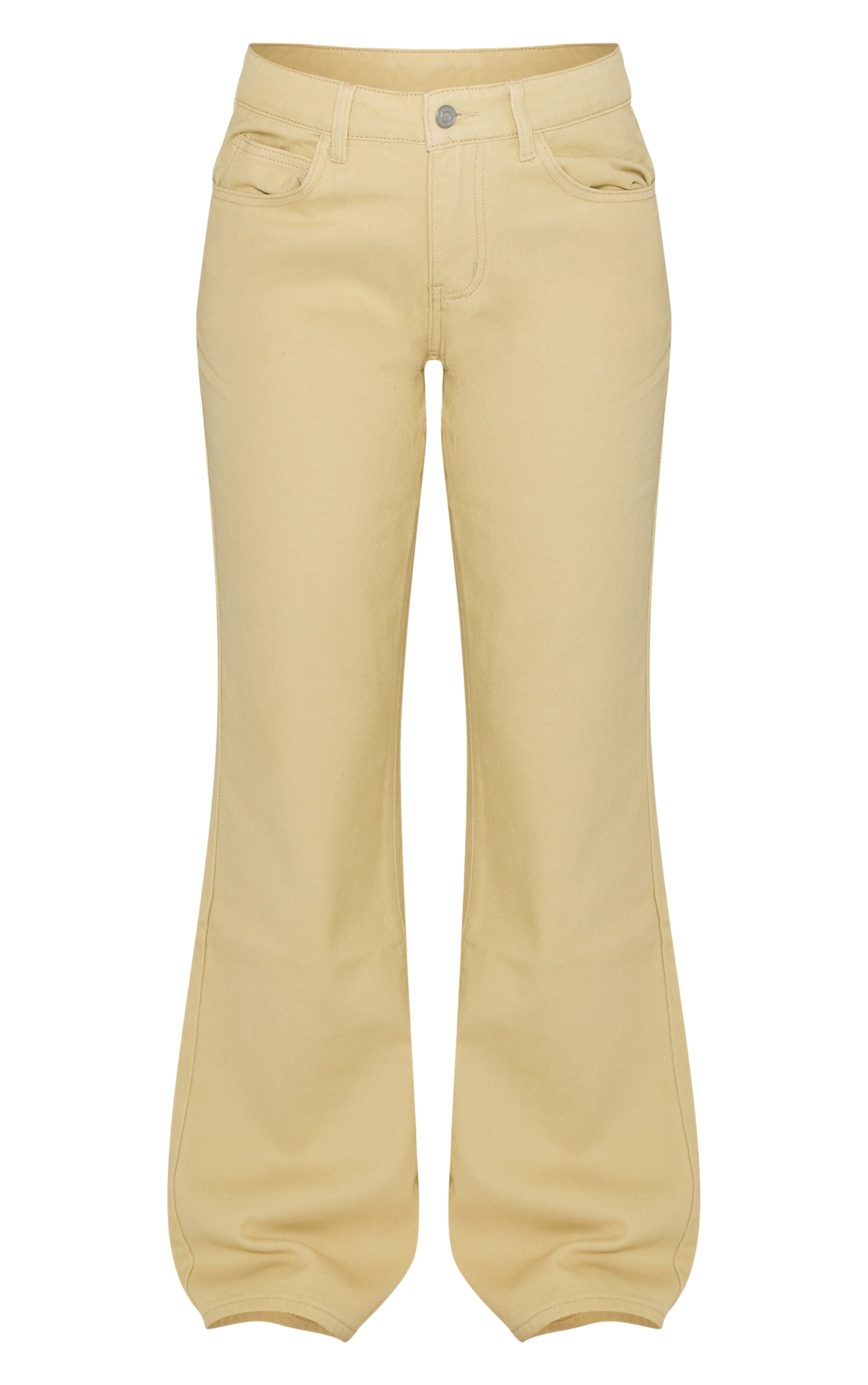 Jean flare crème au beurre à taille mi-haute et coutures contrastantes image 5