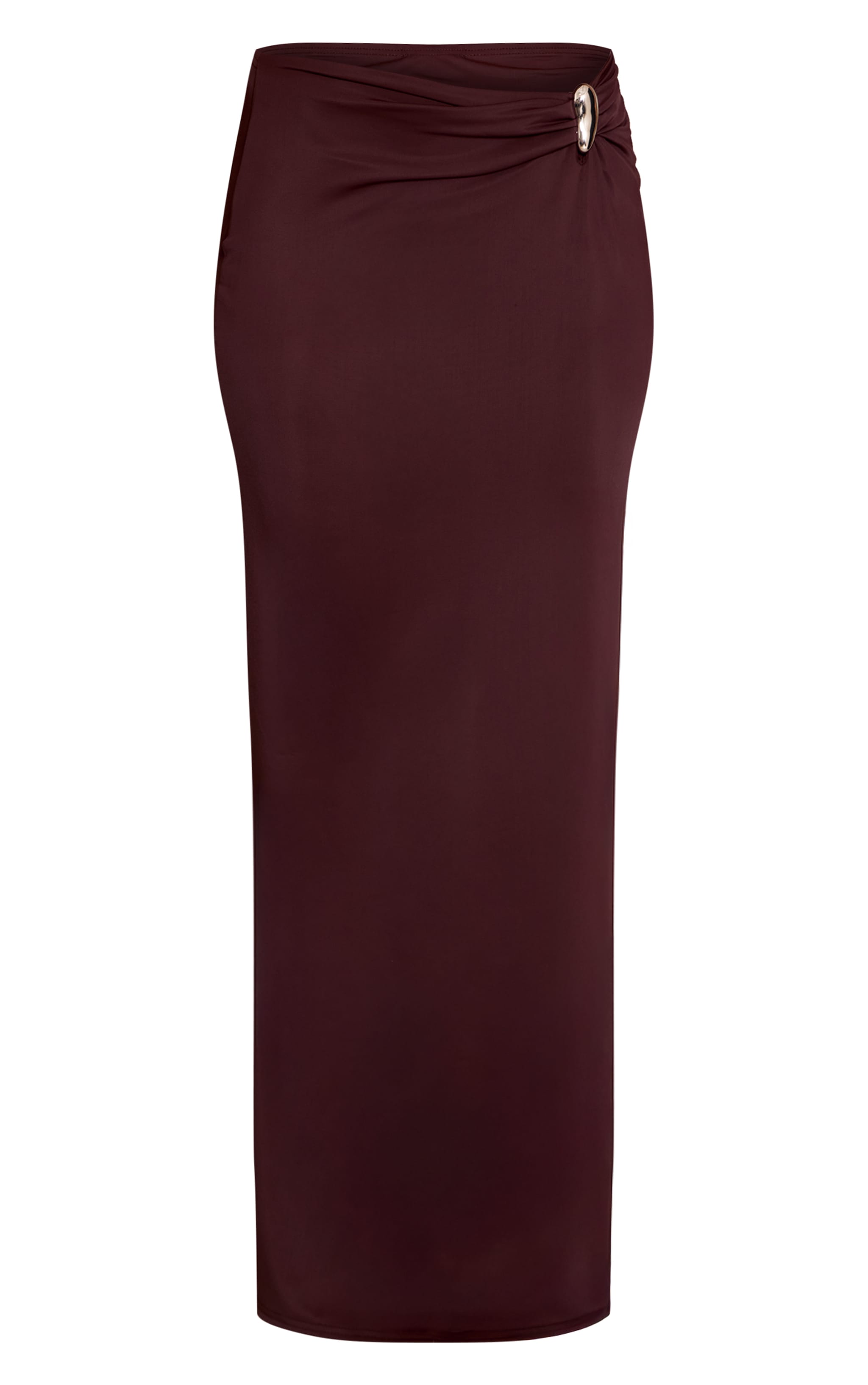 Chocolate Matte Sculpt Trim Detail Maxi Skirt image 5