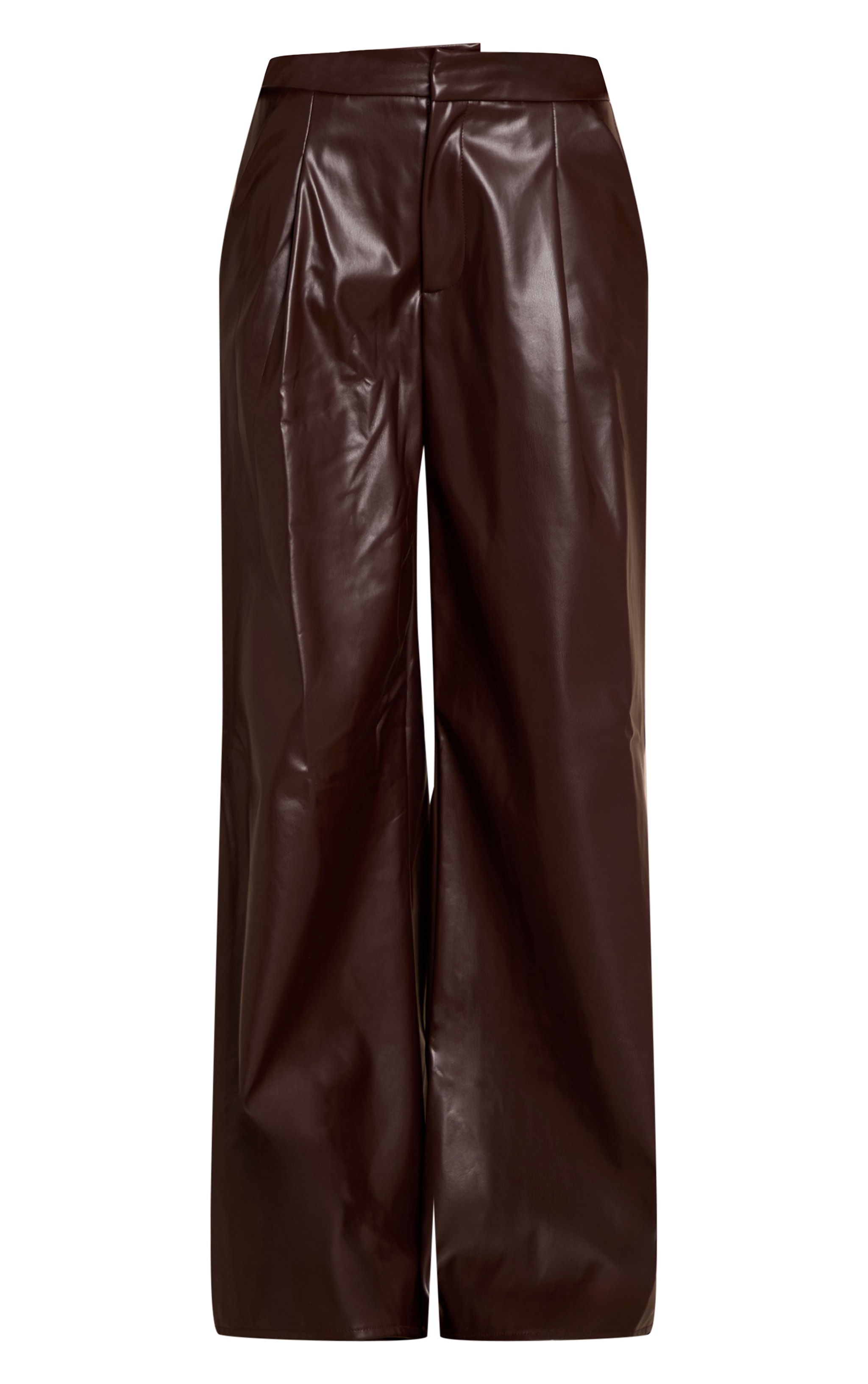 Chocolate Pleated Faux Leather Pants image 5