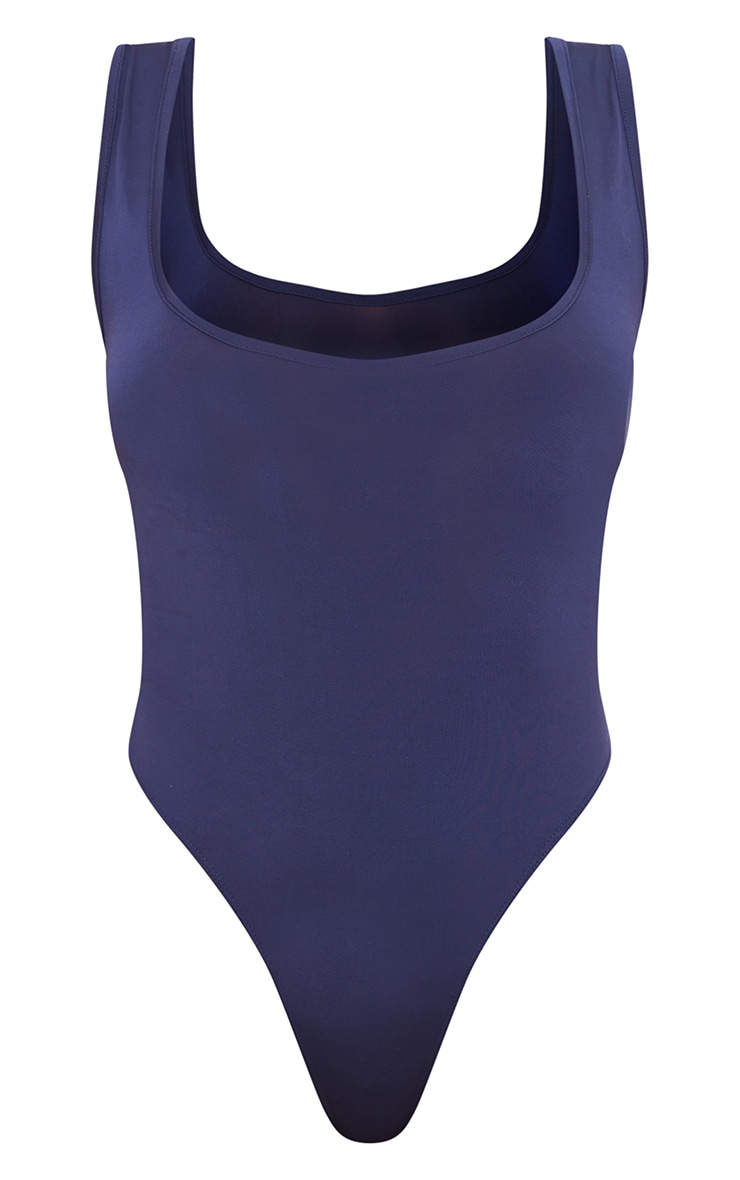 Basic Navy Slinky Scoop Neck Bodysuit image 5