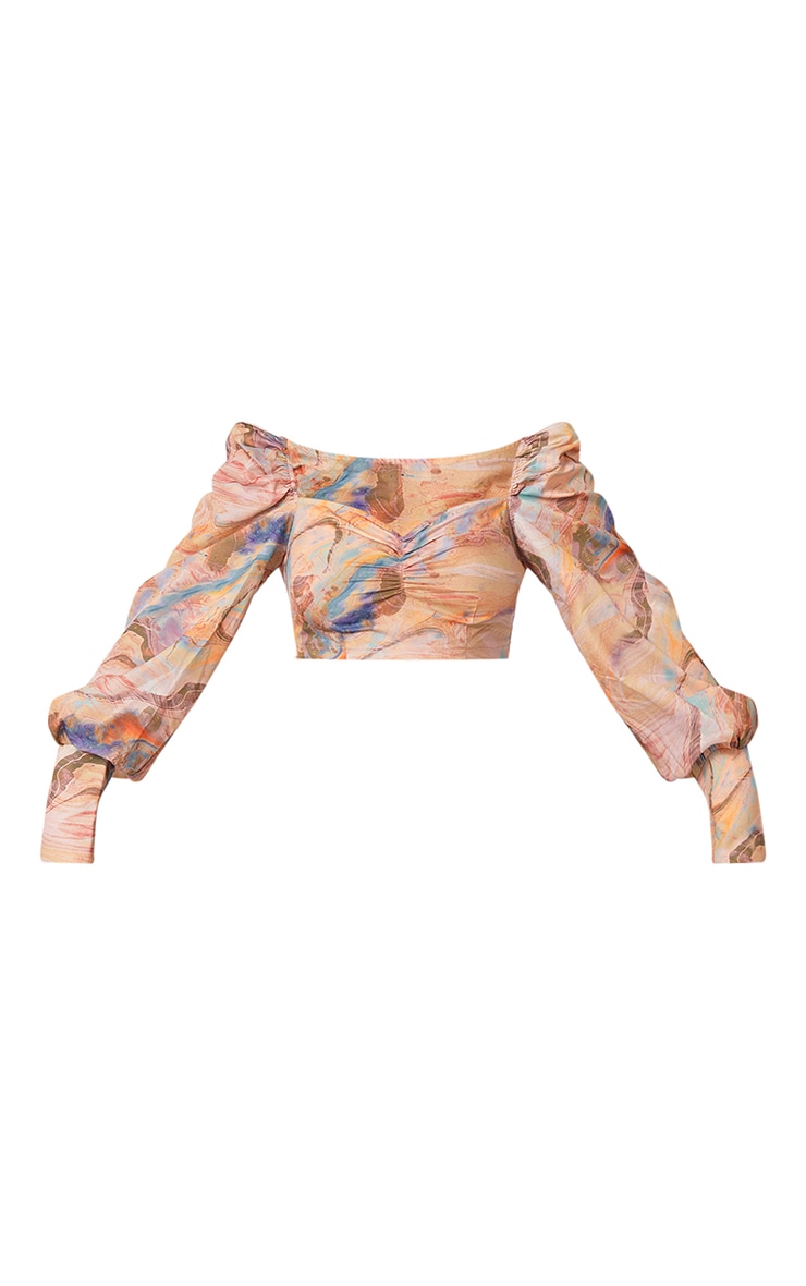 Multi Marble Print Ruched Blouse image 5