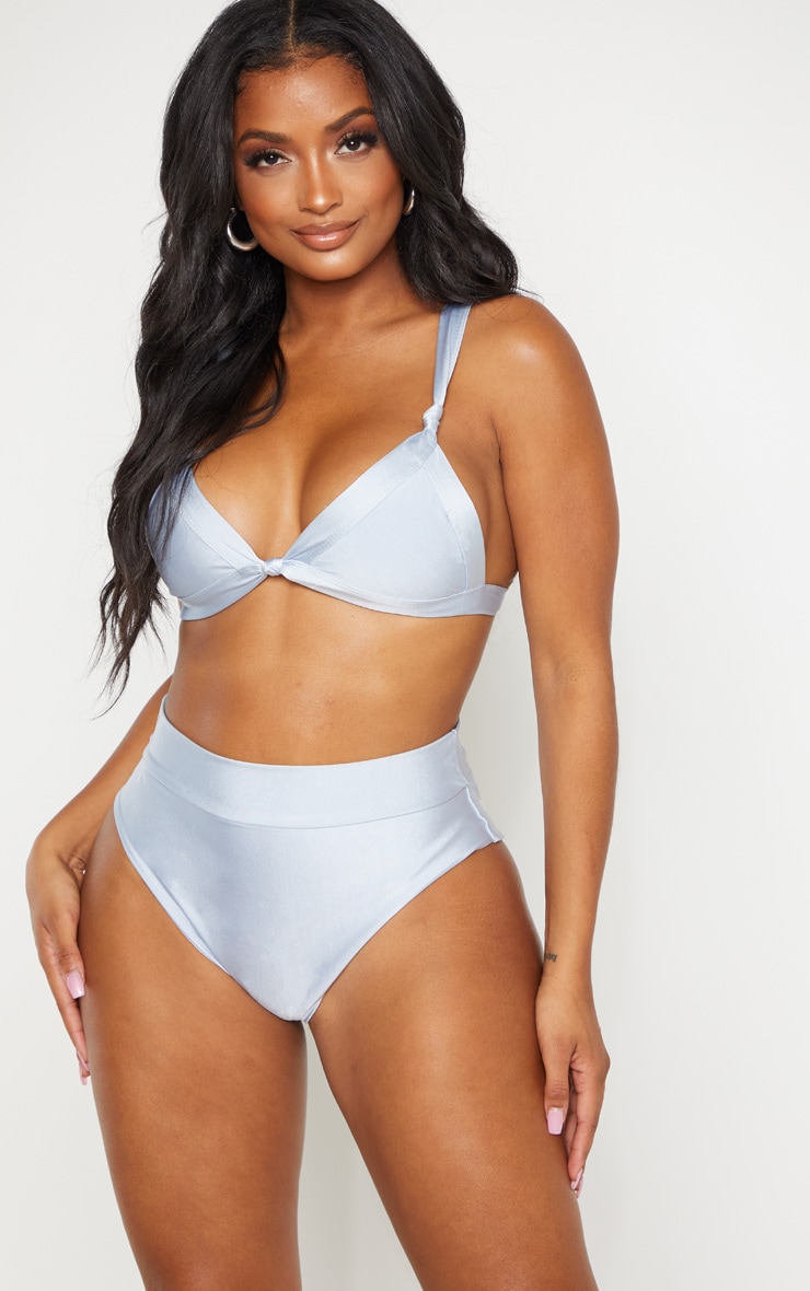 Shape Dusty Blue Knot Front Bikini Top
